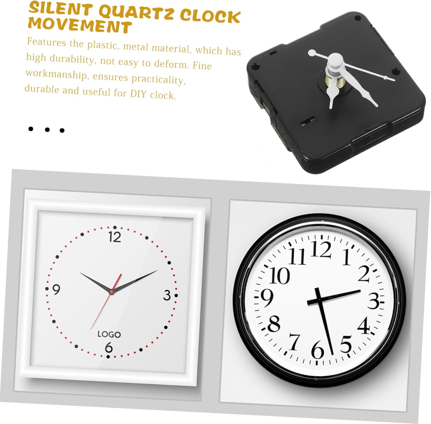 Mute Plastic Clock Movement Kit for DIY Clock Repairs