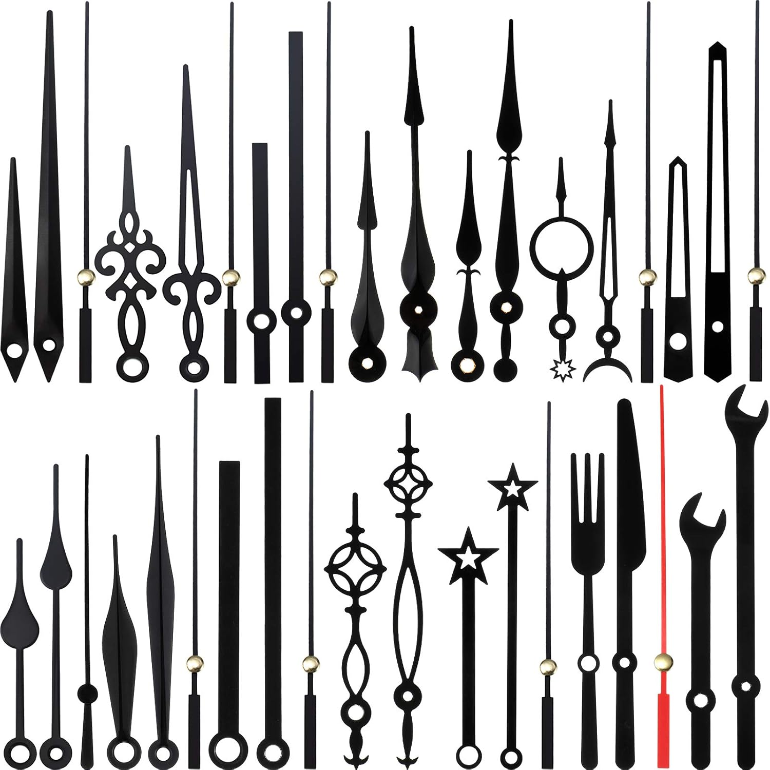 14-Opening Black Clock Hands Kit for Repairing DIY Clocks