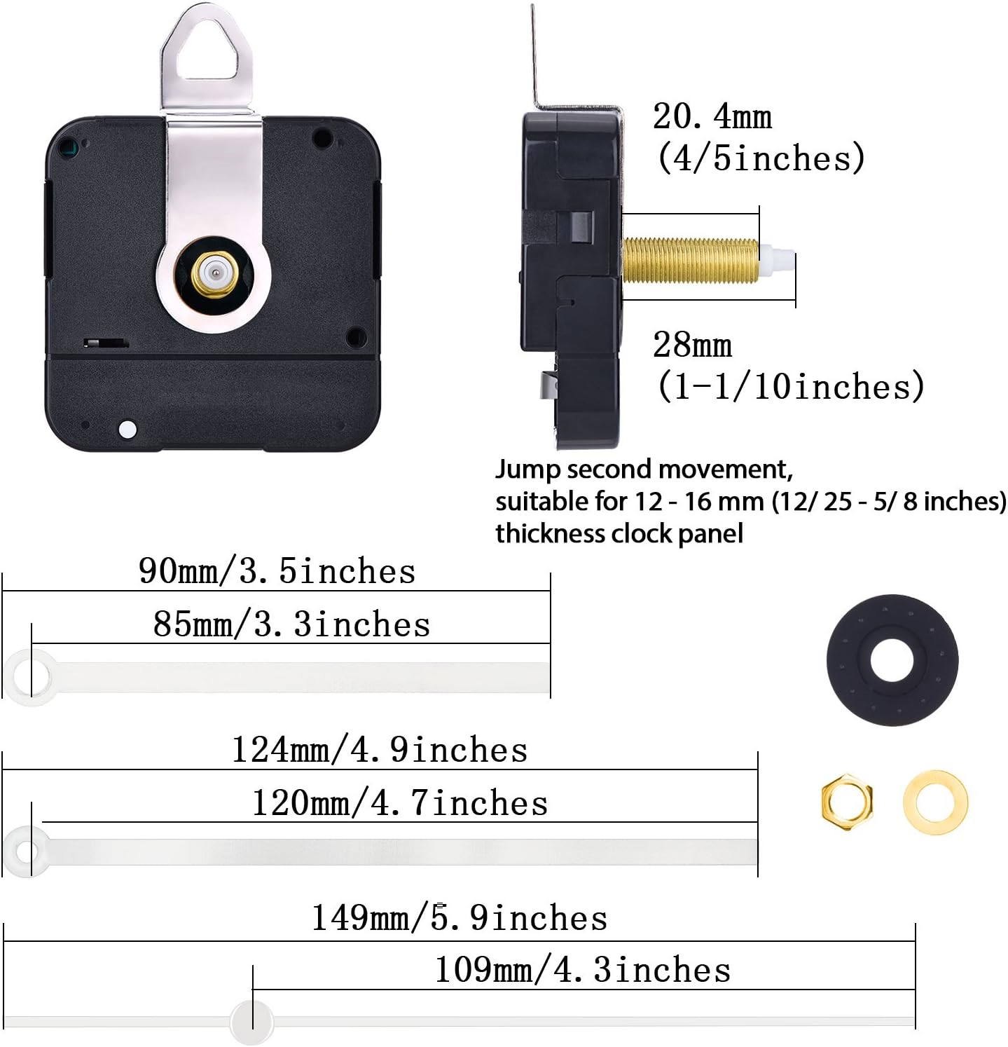 Hicarer 28mm Replacement Clock Movement with Metal Hook Repair Kit