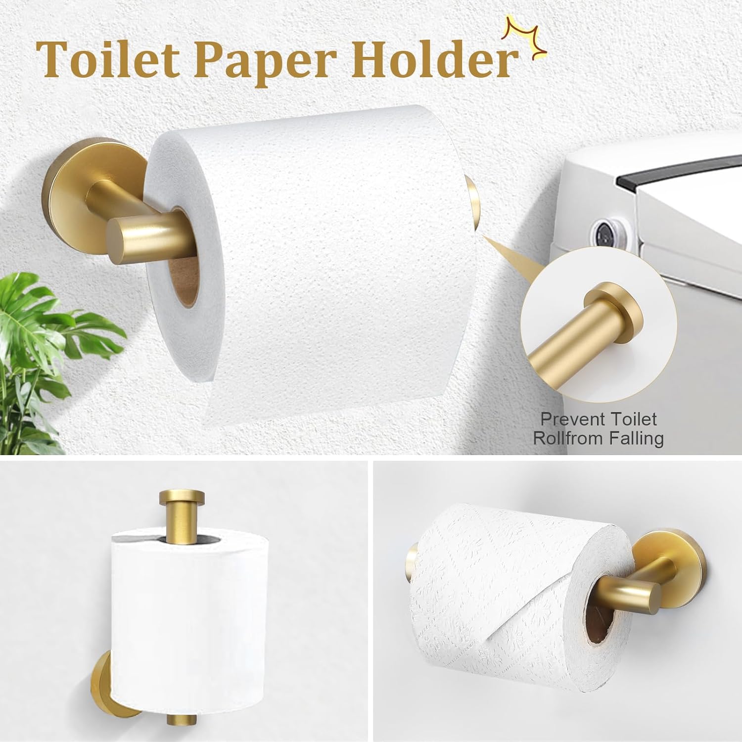 TURS Brushed Gold Bath Towel Bar Set
