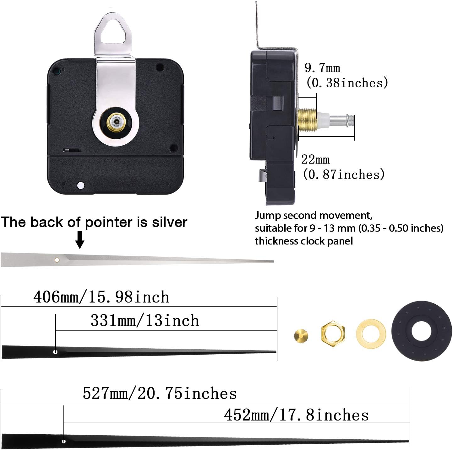 High Torque Clock Movement with Long Hands