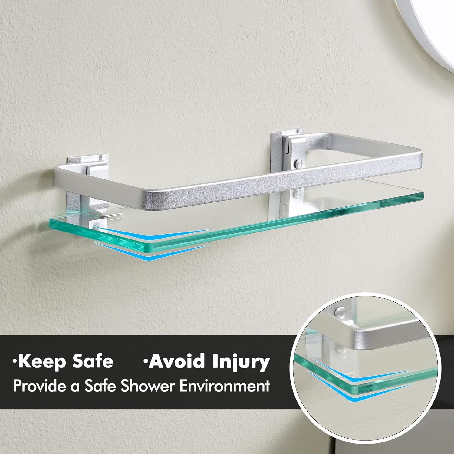 Sturdy 8mm Tempered Glass Shelves for Bathroom Storage