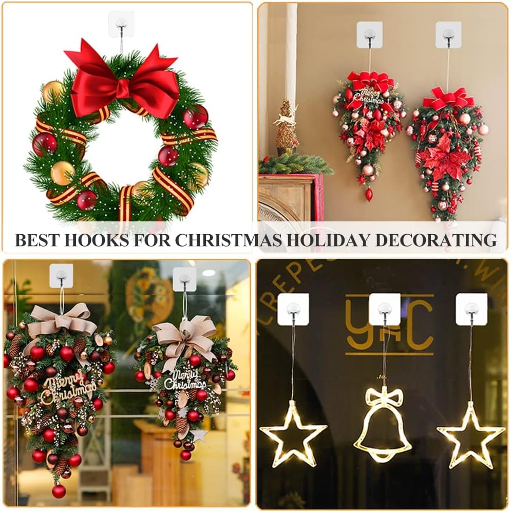 Premium Adhesive Wall Hooks for Bathroom Kitchen Office - Durable Sticky Hangers