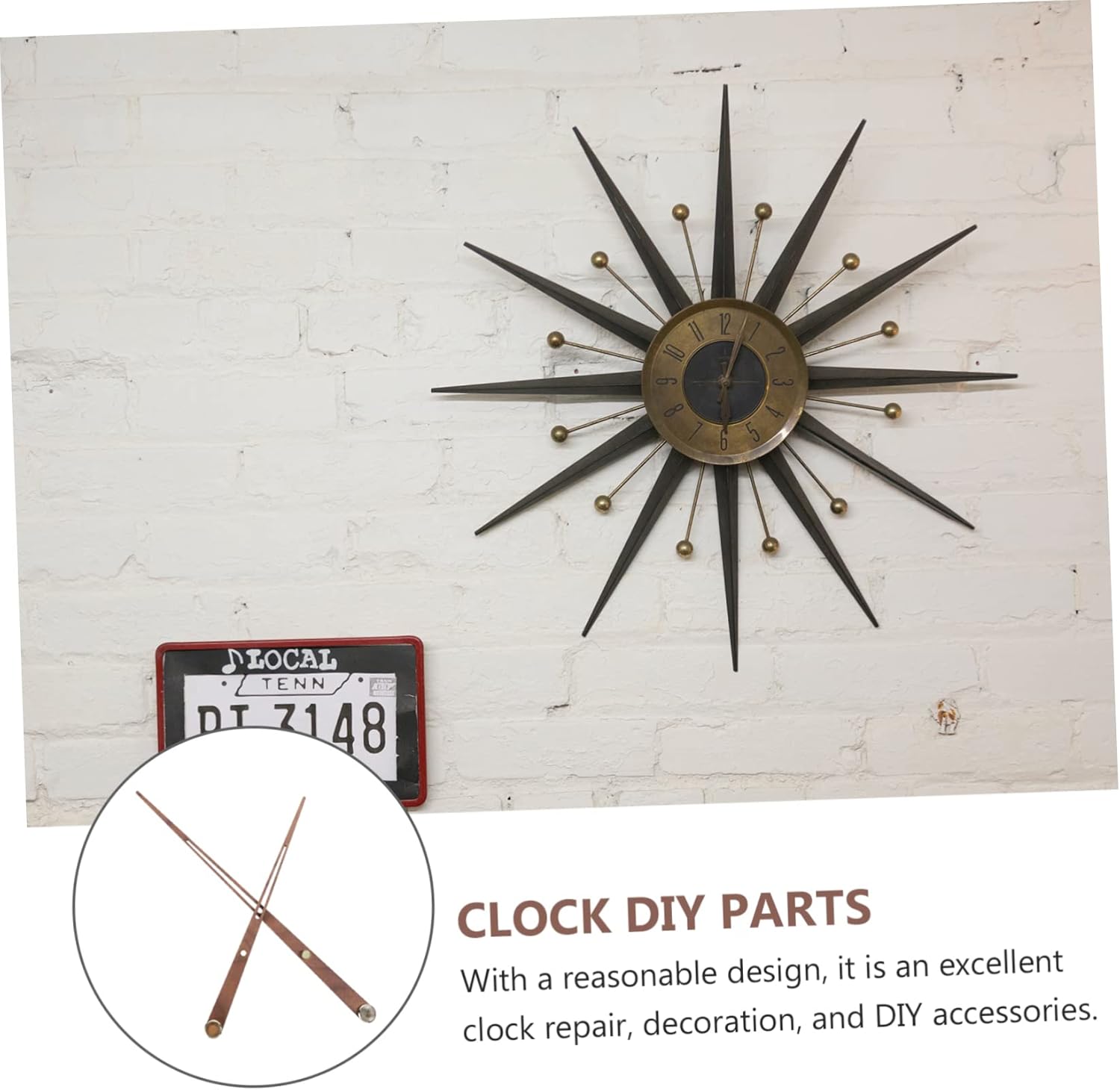 JOJOFUNY Large Wooden Wall Clock Hands with Decor Design