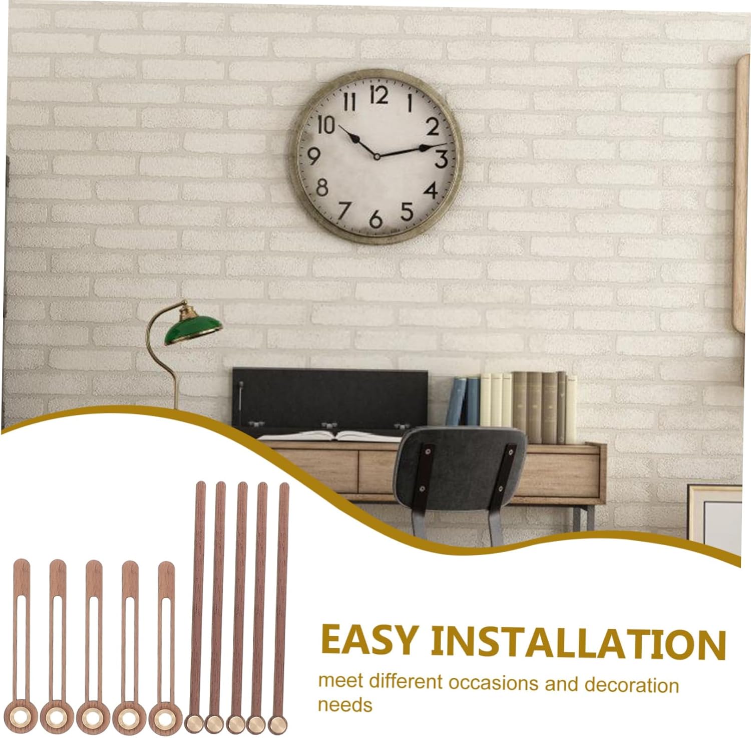 DOITOOL 5-Set Walnut Clock Hands Kit with Silent Movements
