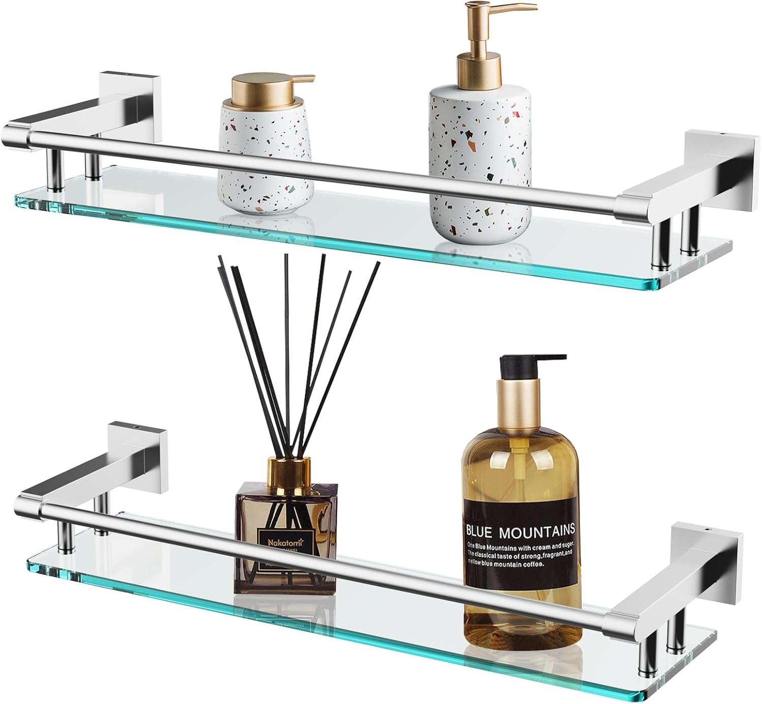 Sturdy 20IN Tempered Glass Polymer Wall-Mounted Sink Organizer
