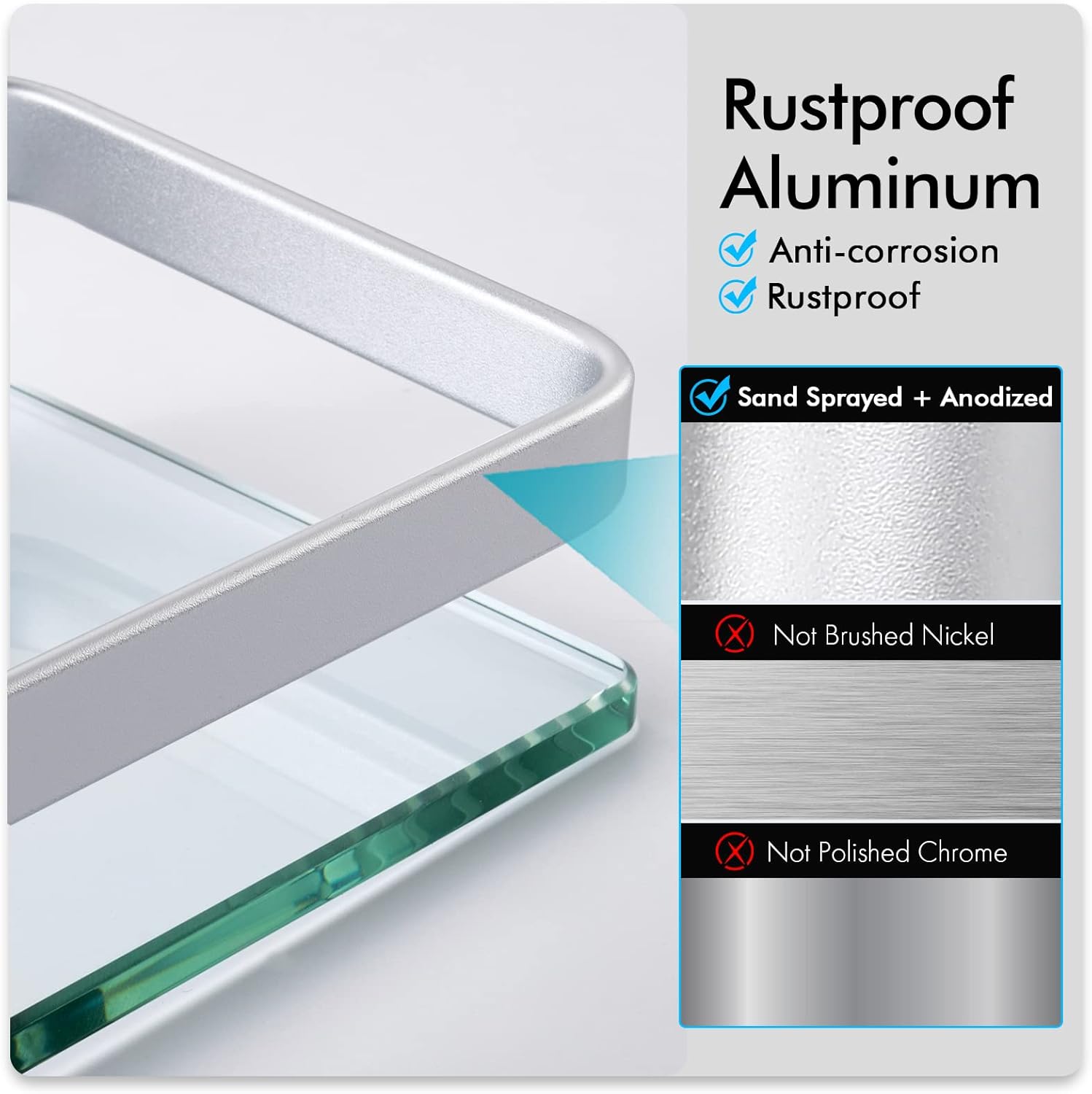 Sturdy 8mm Tempered Glass Shelves for Bathroom Storage
