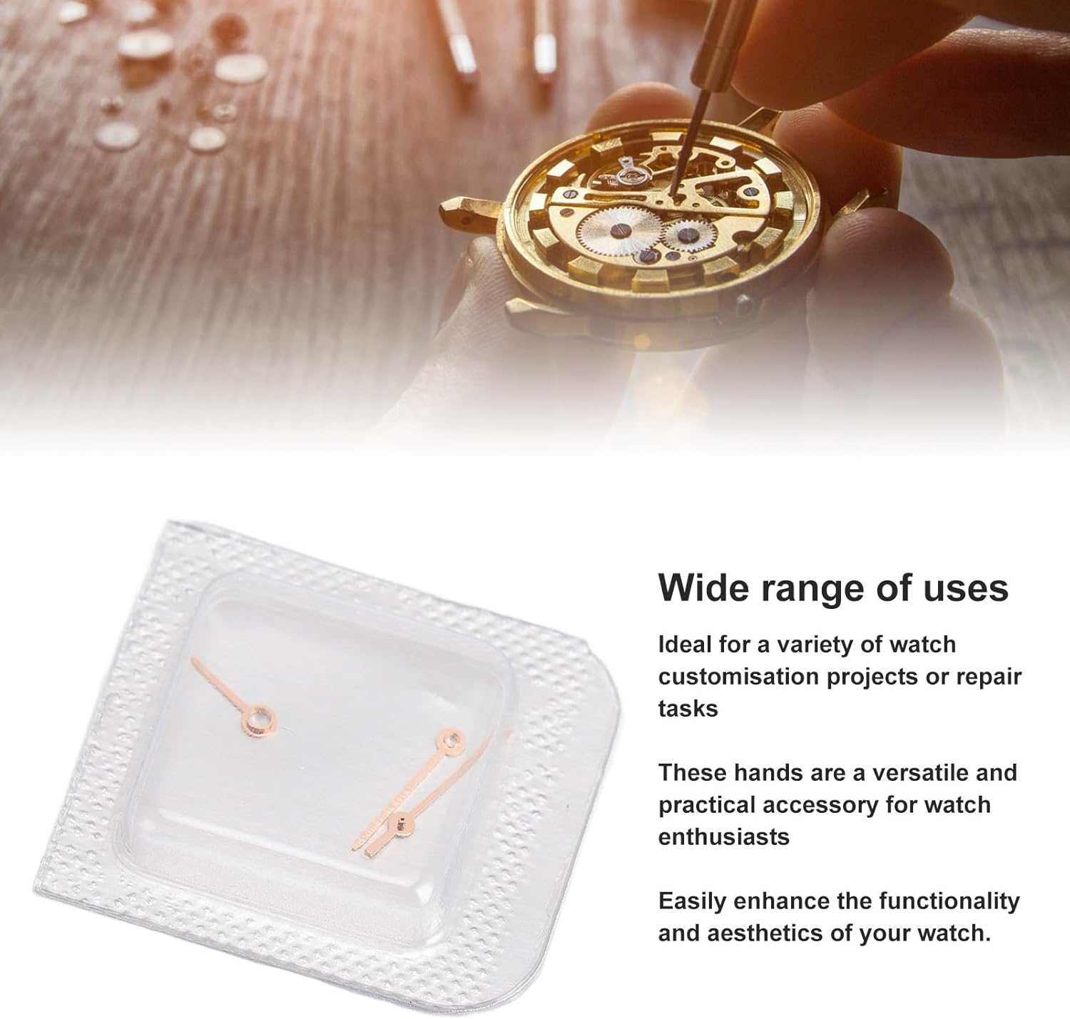 Sturdy Clock Movement Hands Set for Watch Repair with Rose Gold Finish