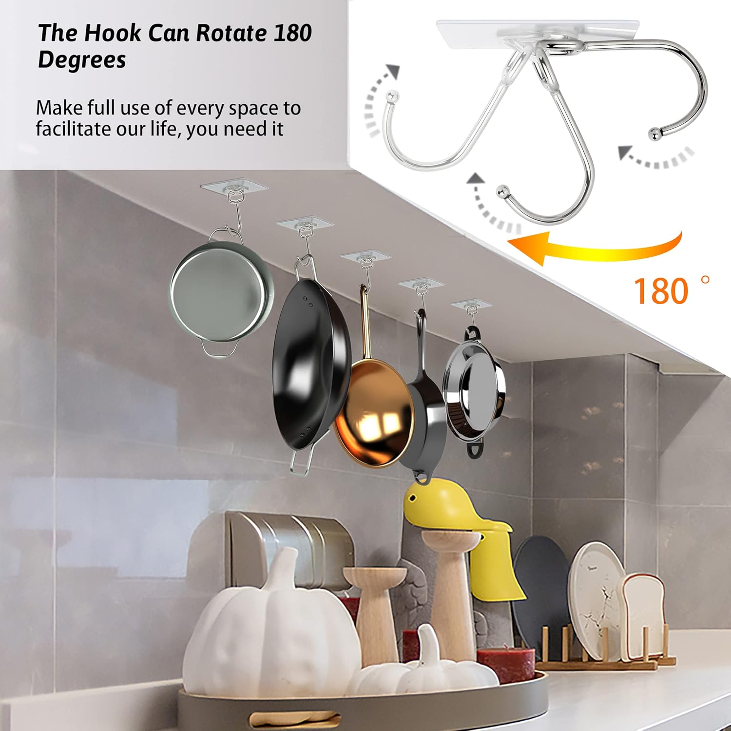 Heavy-Duty Transparent Adhesive Wall Hooks for Home Use - 16-Piece