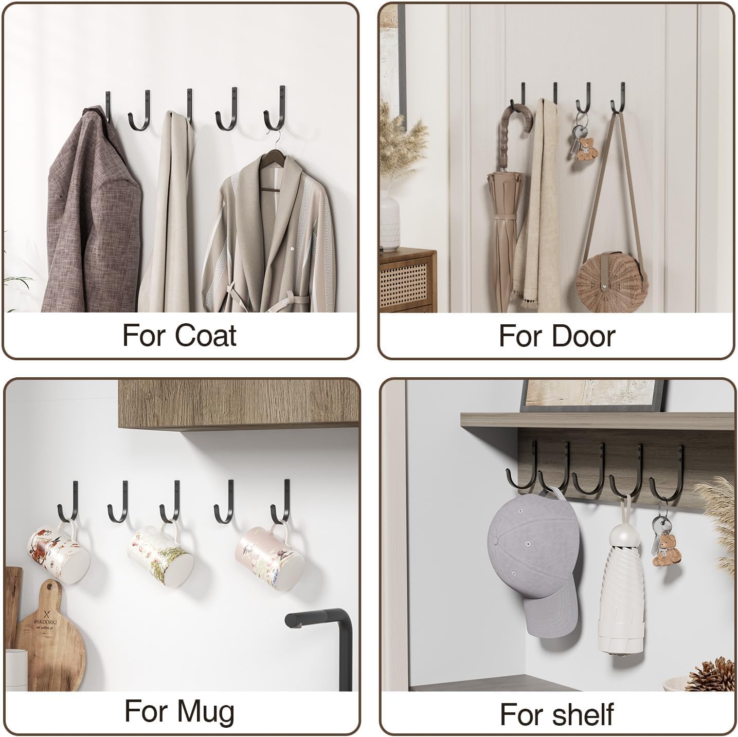 22LB Stainless Metal Robe Towel Hangers 5-Pack