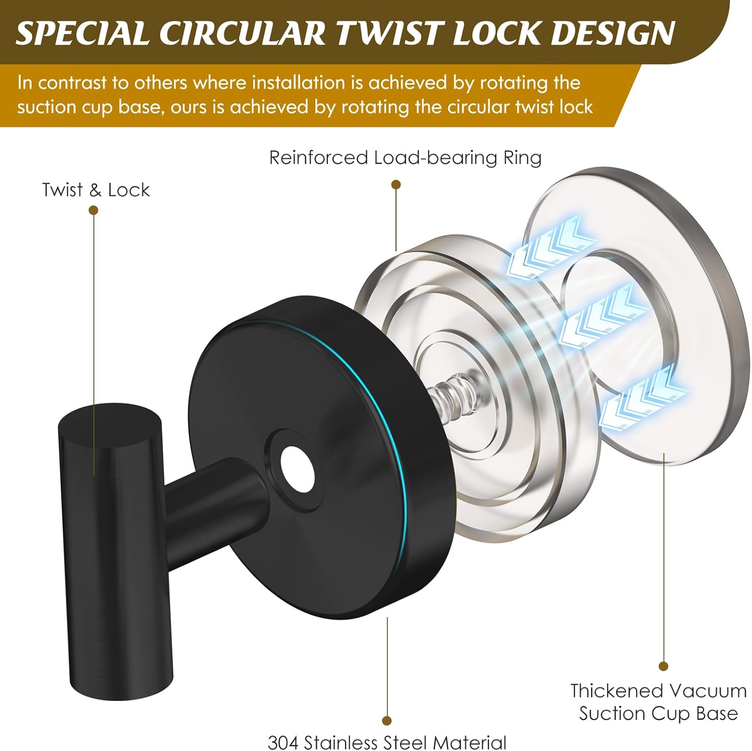 Two-Piece Suction Cup Hooks for Showers