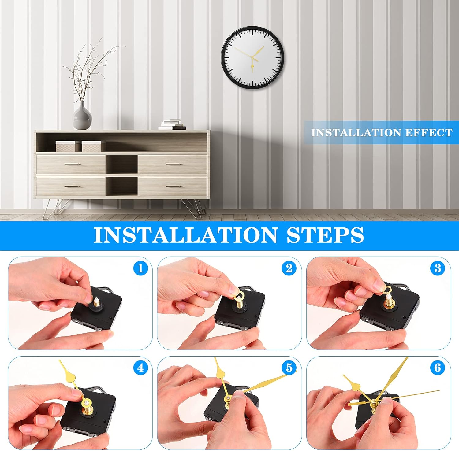 Long-Lasting Precision quartz clock movement with smooth operation