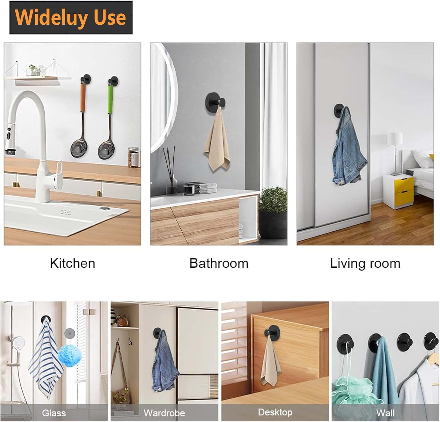 Sturdy Suction Cup Hooks for Towels Robes No Drilling Design Stainless Steelombo