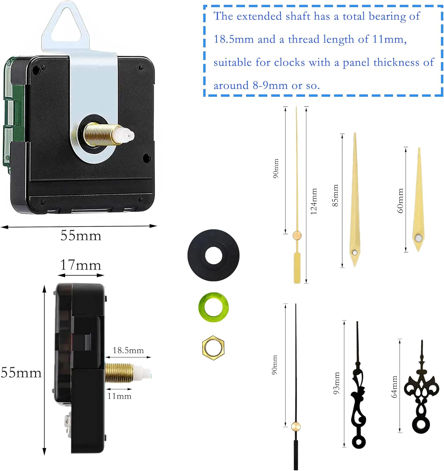 Atyusvic 4PCS Silent Clock Movement for DIY 185mm Soft Start Mechanism