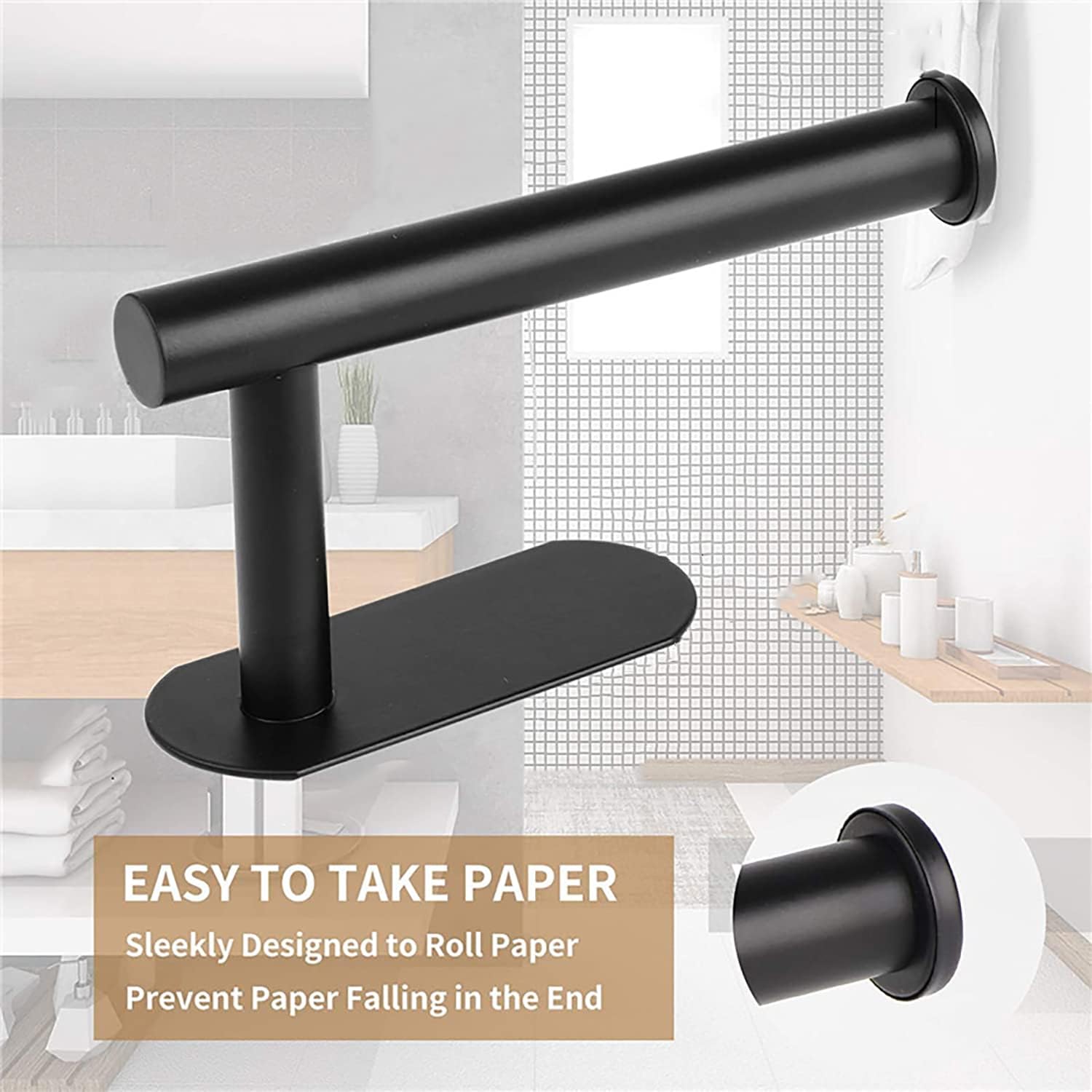 Sturdy Matte Black Toilet Paper Holder
