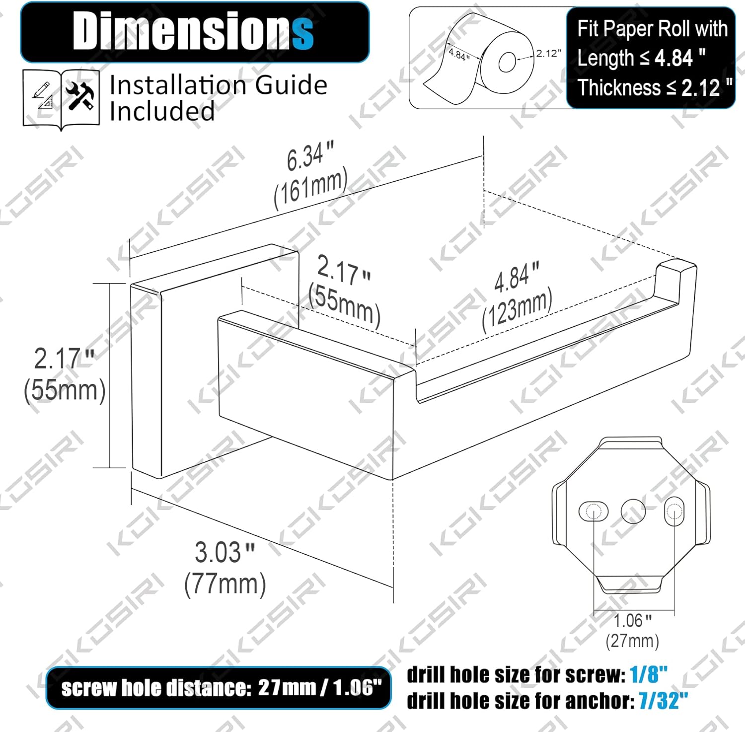 Black Stainless Steel Toilet Paper Holder