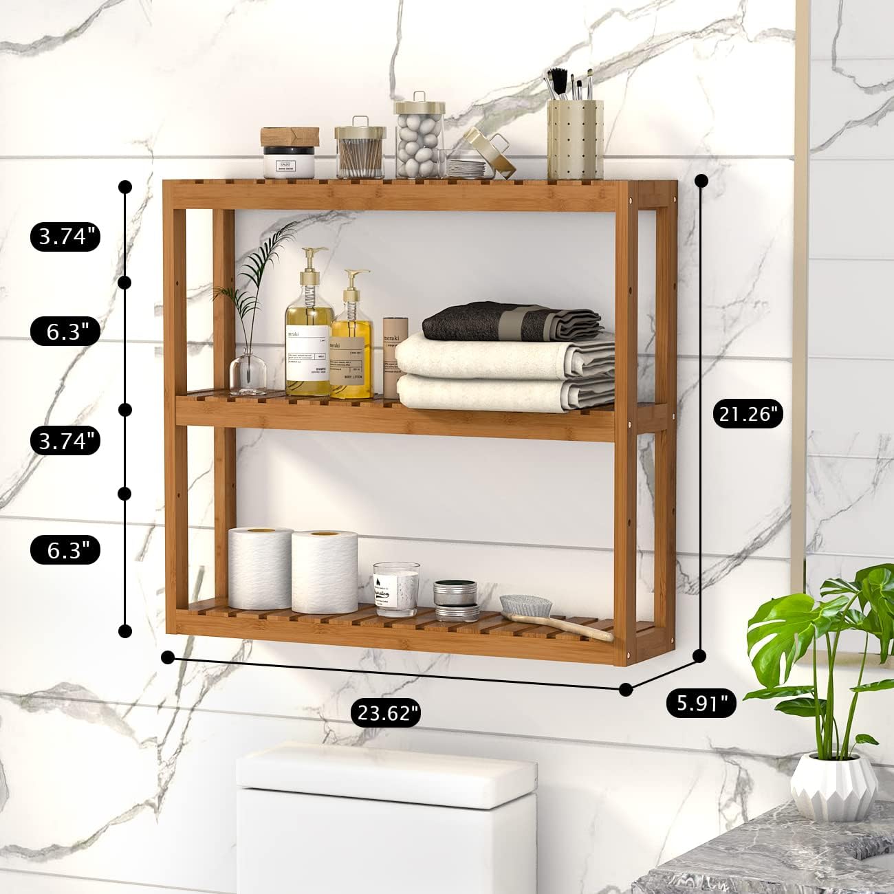 Dominax Bamboo Bathroom Storage Shelf