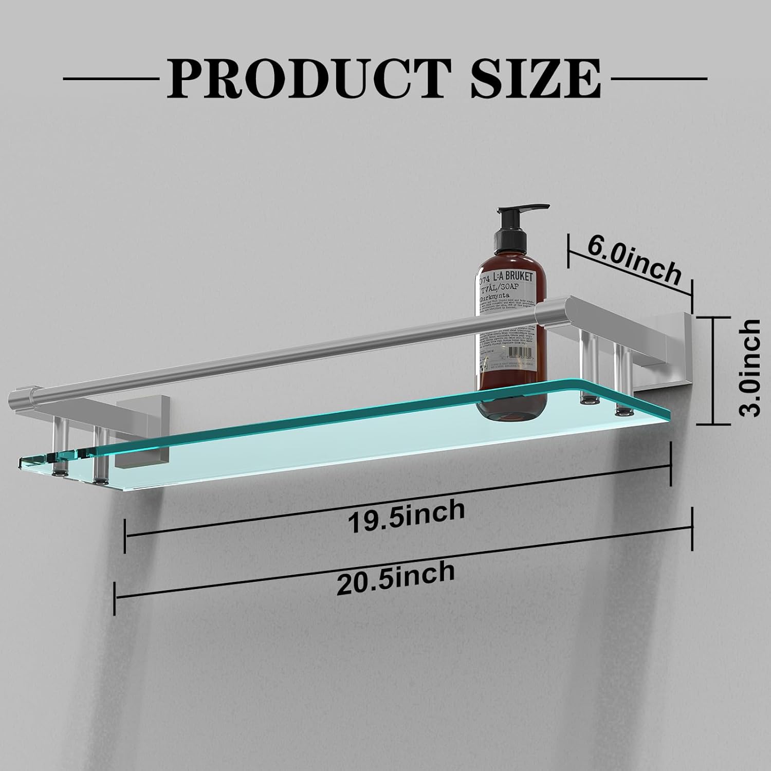 Sturdy 20IN Tempered Glass Polymer Wall-Mounted Sink Organizer