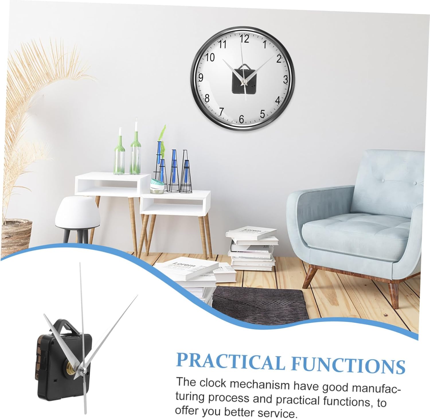 Homoyoyo Wall Clock Movement Kit 3-Hand Replacement with Silver Precise