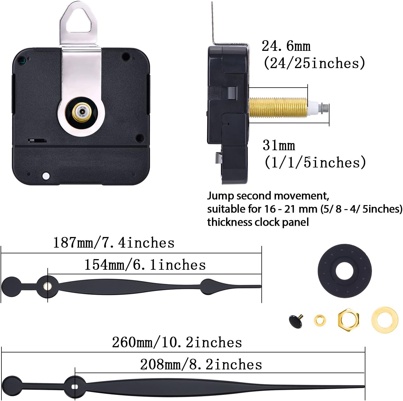 High-Performance Replacement Clock Movement with Precision Hands