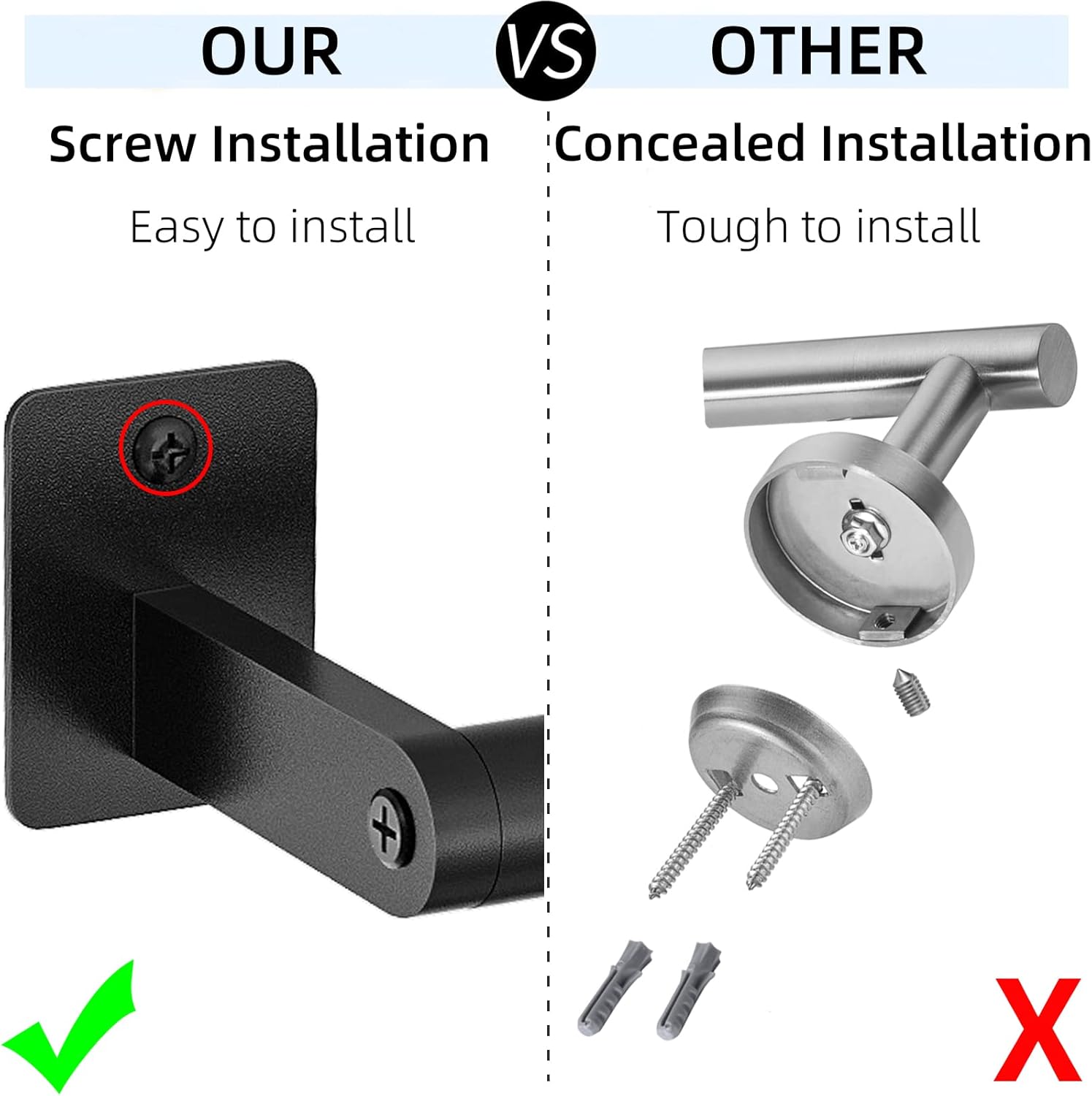 Heavy Duty 24-Inch Matte Black Towel Bar for Bathrooms