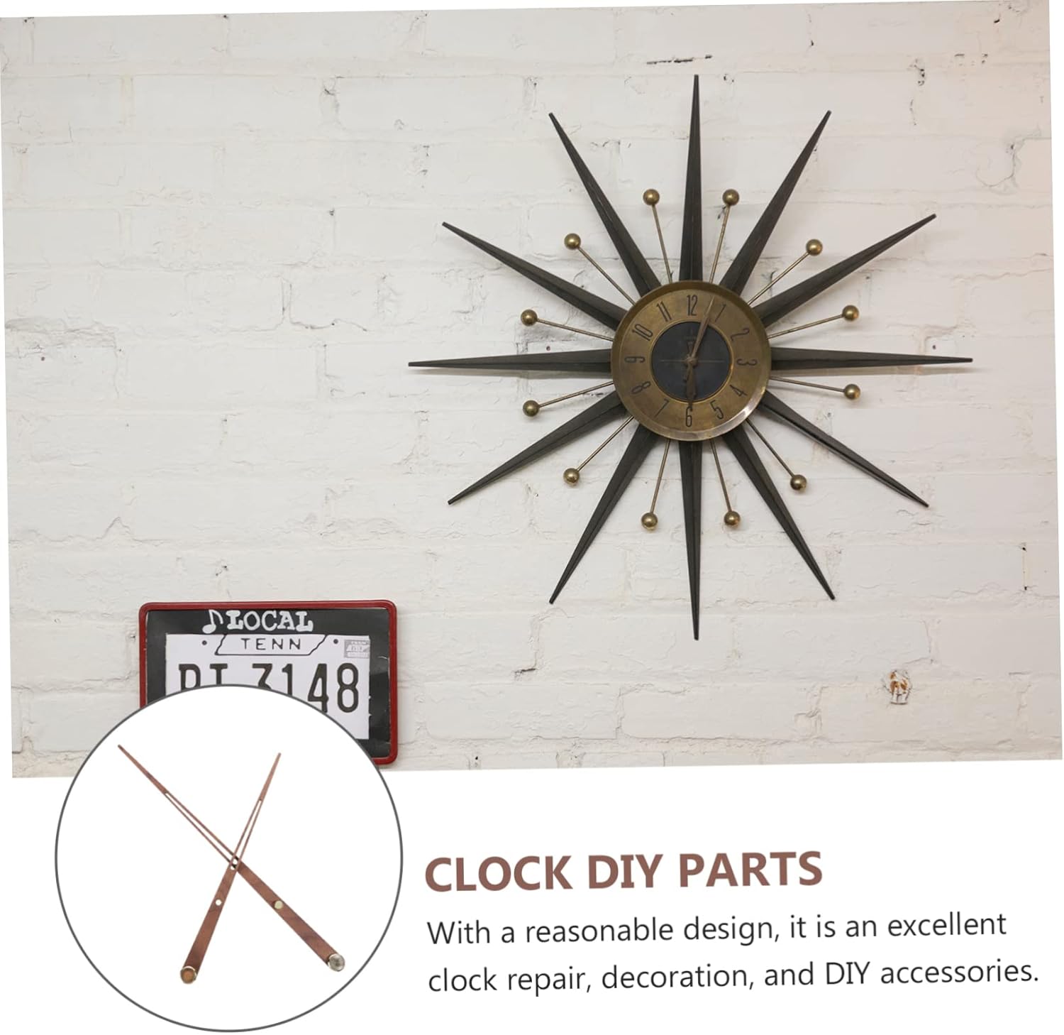 Wooden Wall Clock Pointer Set 12-Tip Vase Modern DIY Clock Replacement