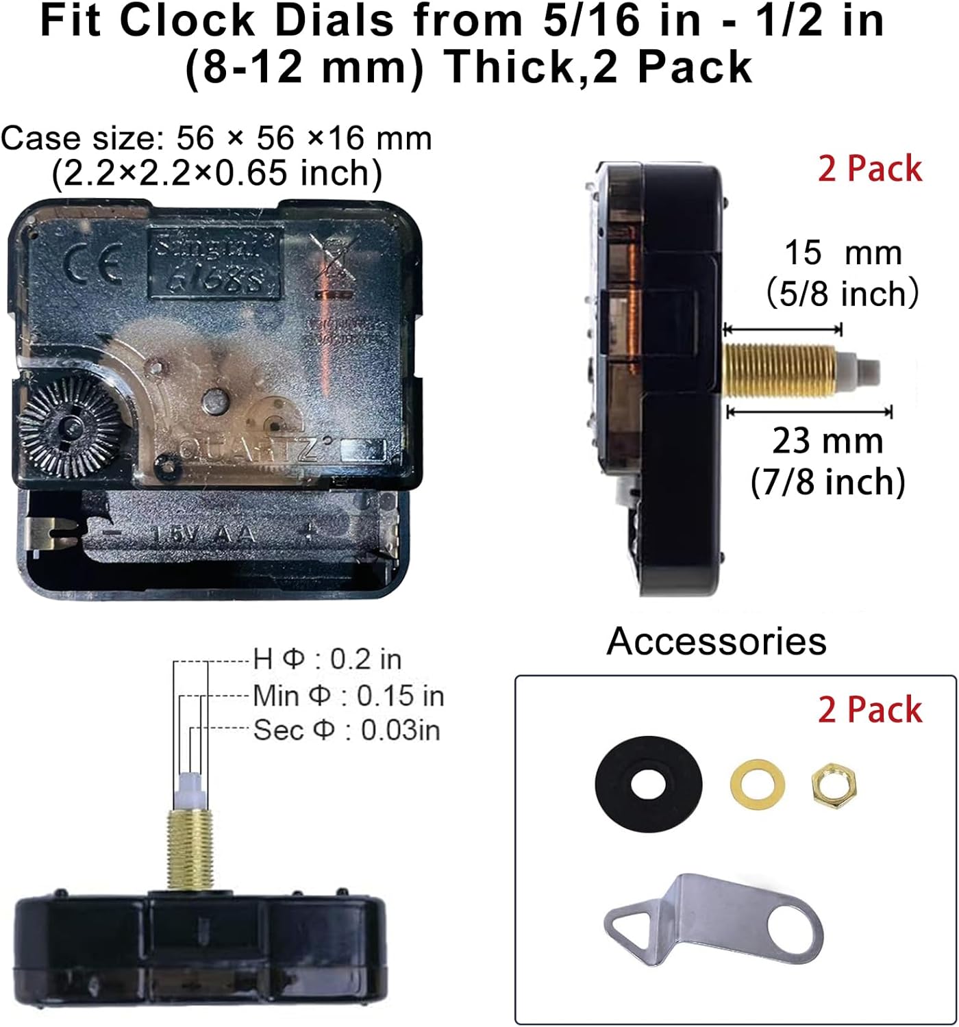 EMOON 2-Pack Clock Movement Kit for Repair Customization