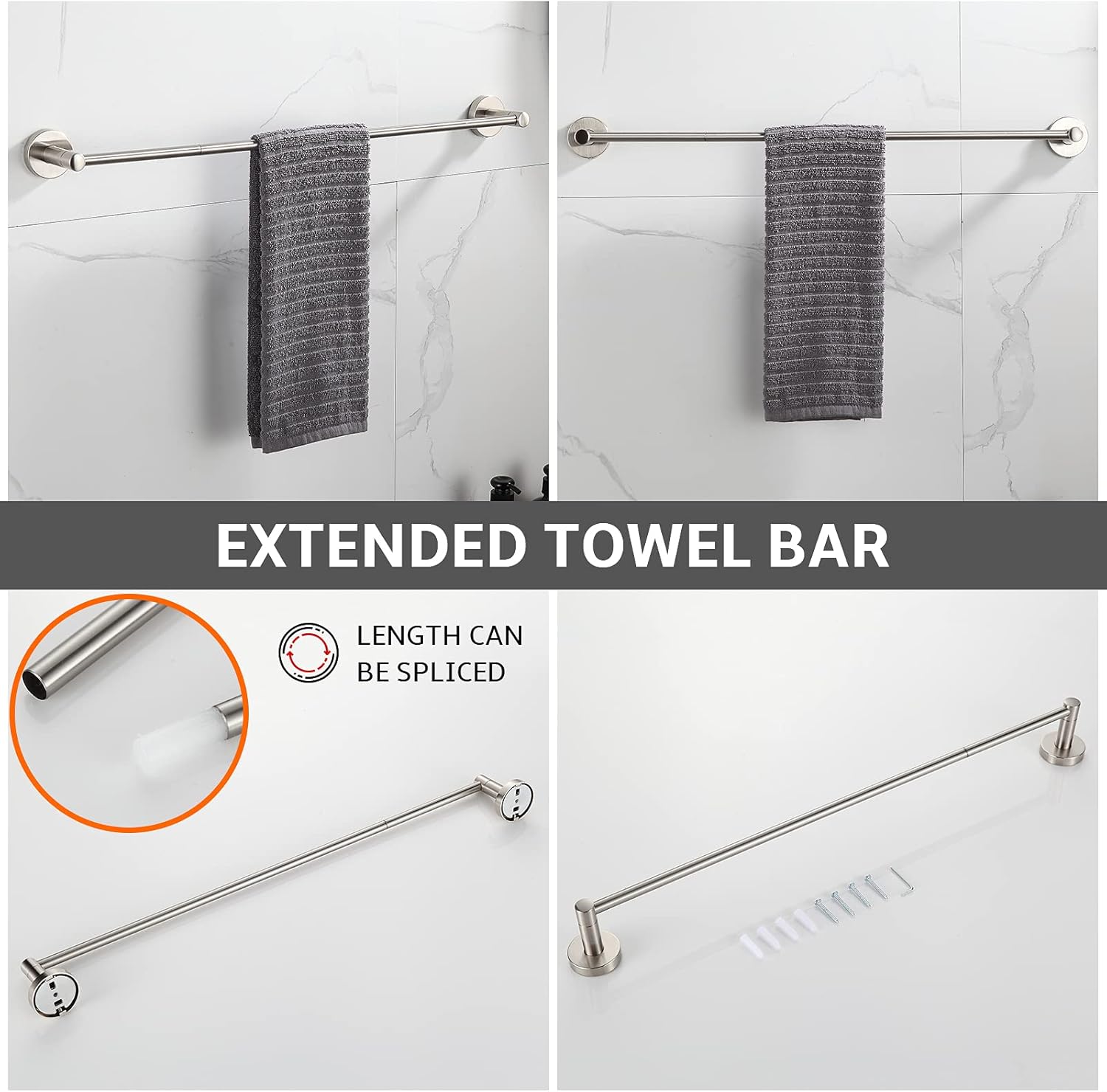 Adjustable Bathroom Towel Holder Set with 24 Bar