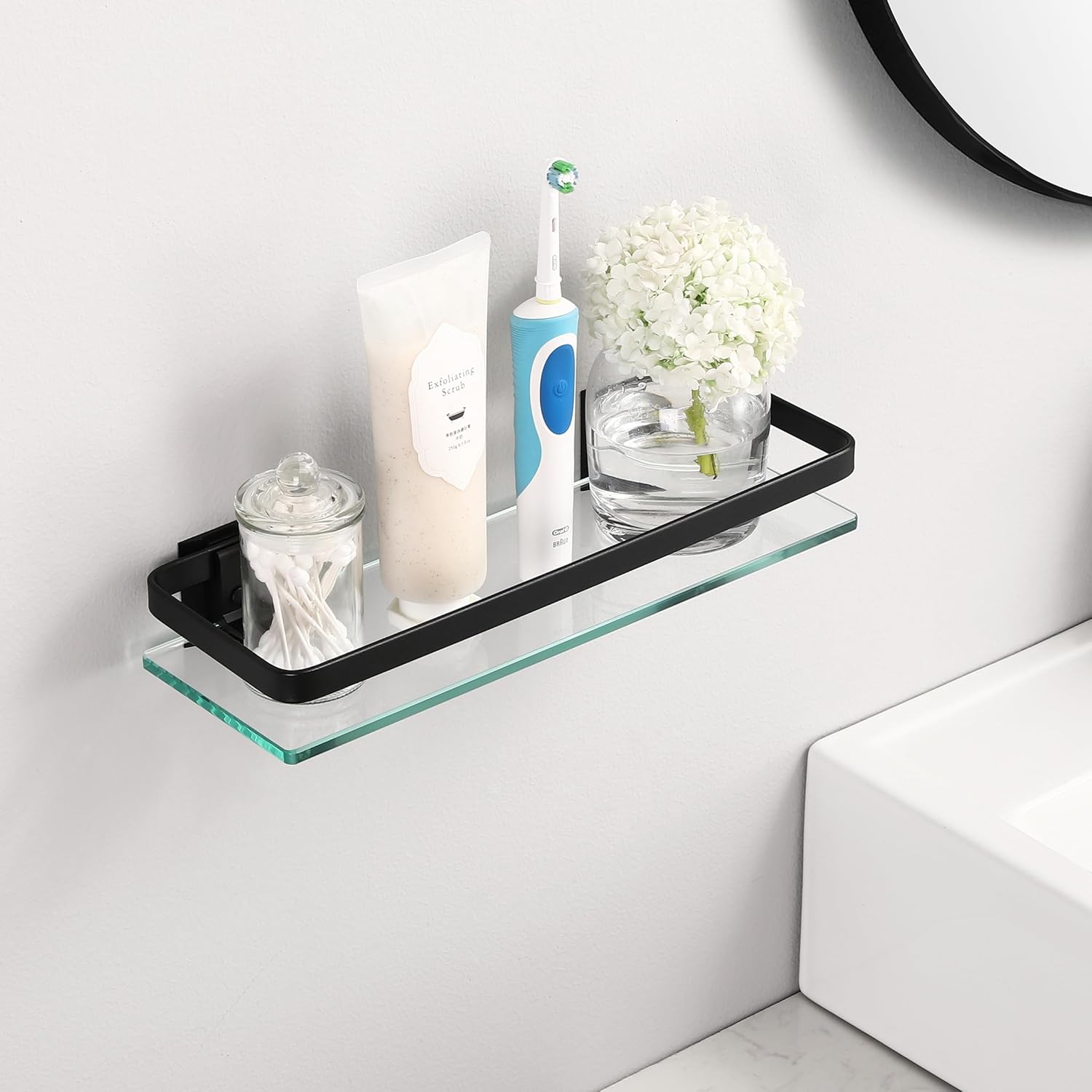 KES Bathroom Wall Shelf Tempered Glass Extra Thick Rust-Resistant High-Strength Shelf