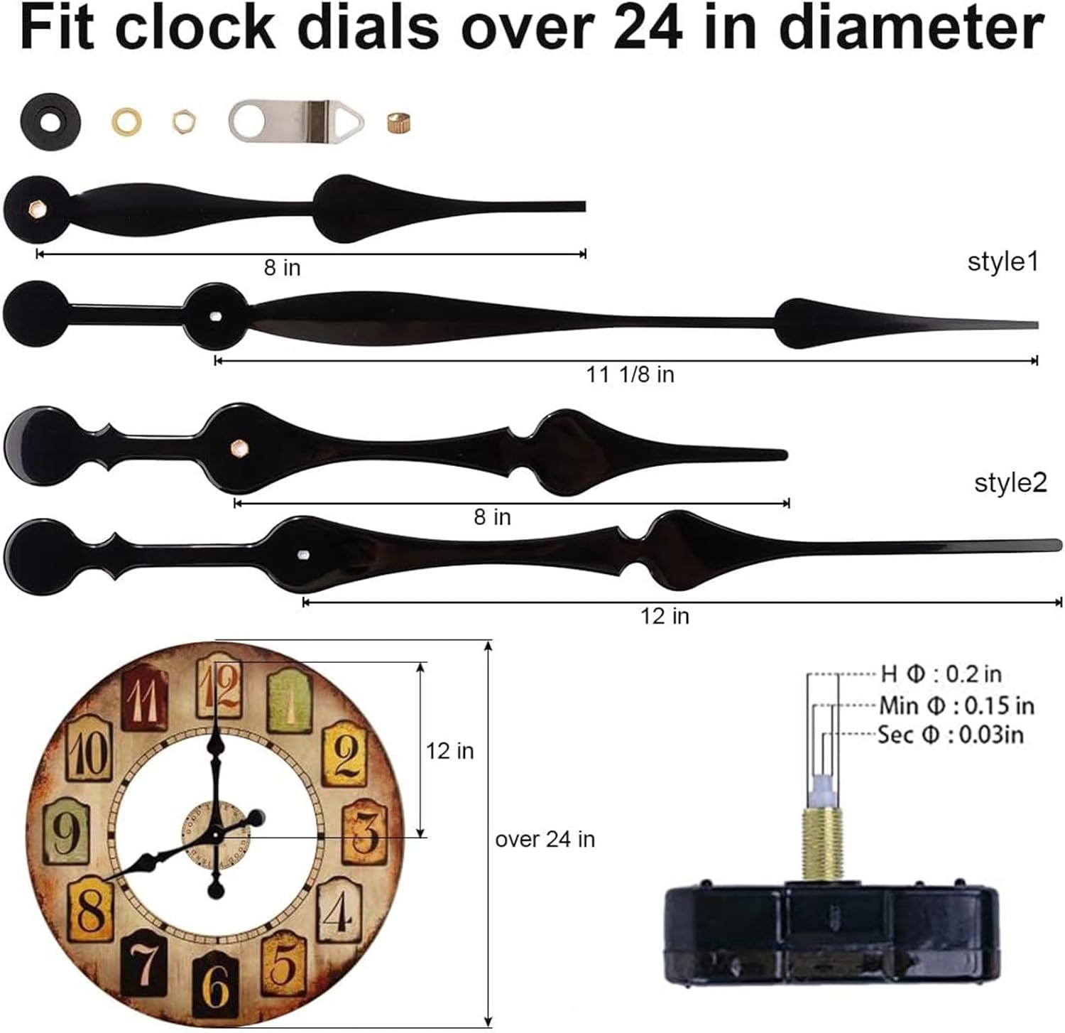 EMOON Clock Movement Kit for Large Clocks