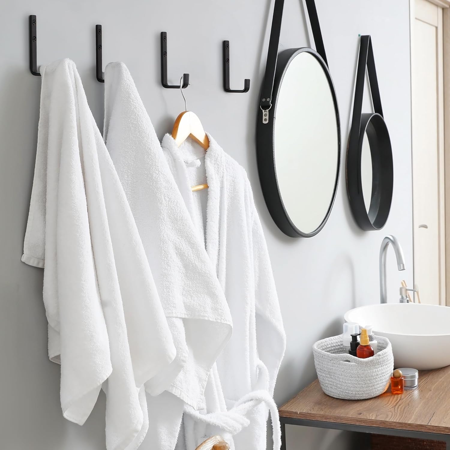 Stylish Matte Black Bathroom Towel Hangers