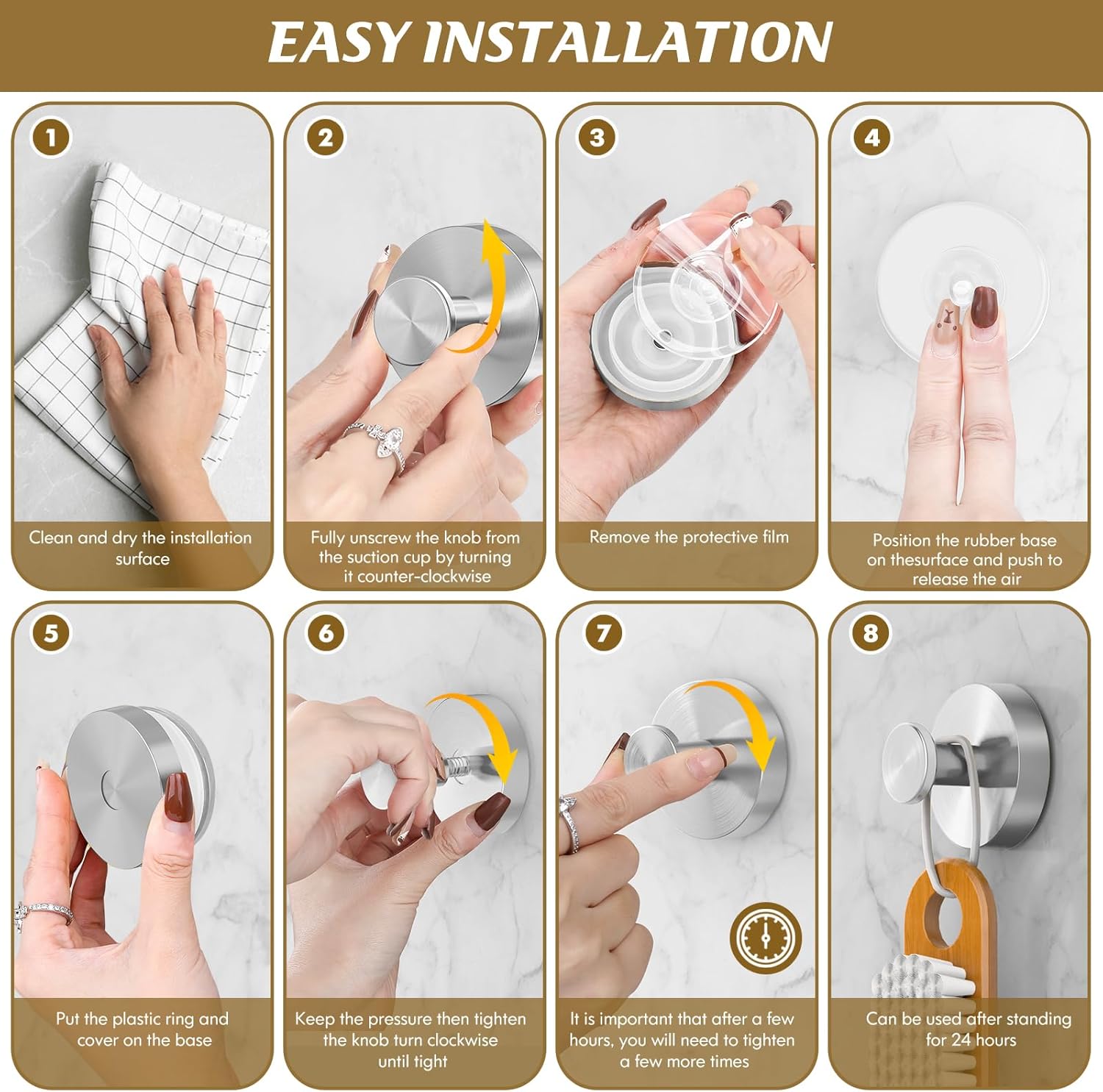MOTAIPEAK Suction Cup Shower Hooks 2PK Silver