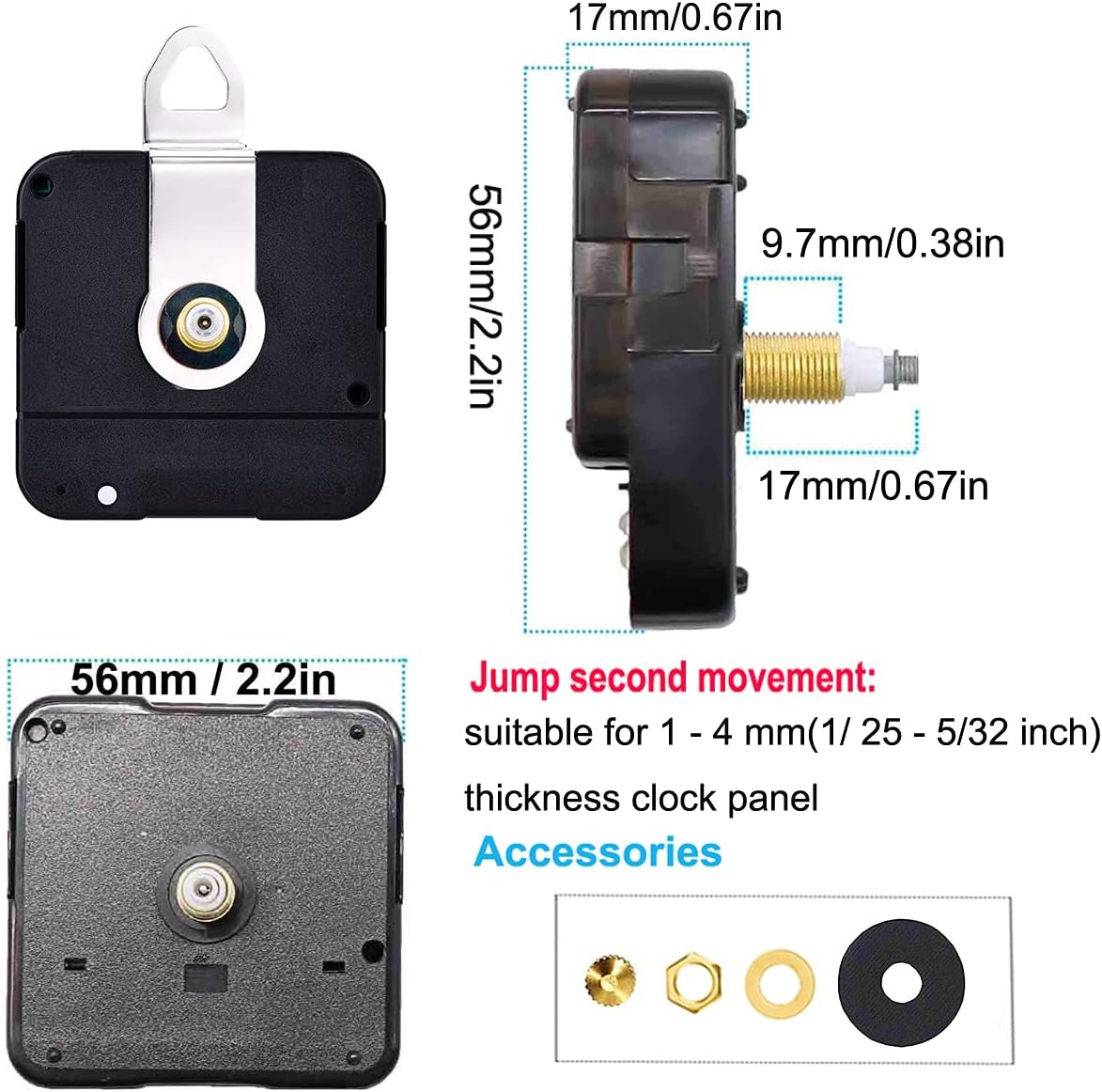 HILLHOME Ultimate Clock Shaft Precision Replacement for DIY Wall Clocks