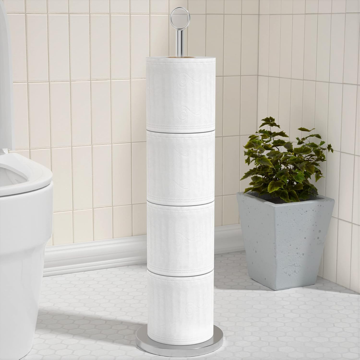 Niffgaff Modern Toilet Paper Holder Stand Stainless Steel 4 Roll Capacity