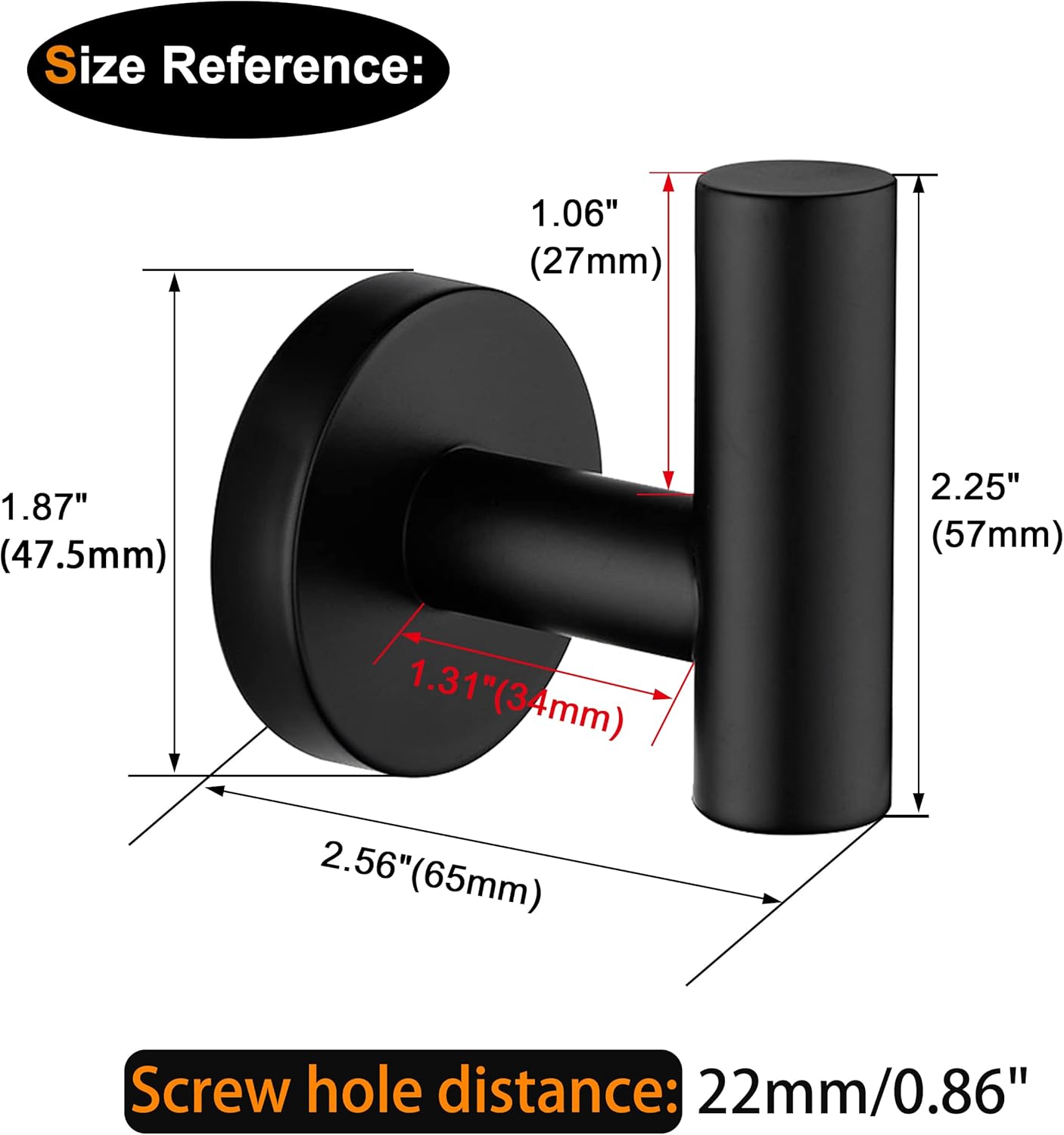 Nolimas Stainless Steel Towel Hook Matte Black