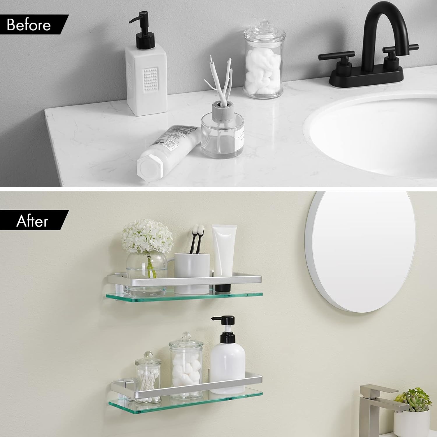 Sturdy 8mm Tempered Glass Shelves for Bathroom Storage
