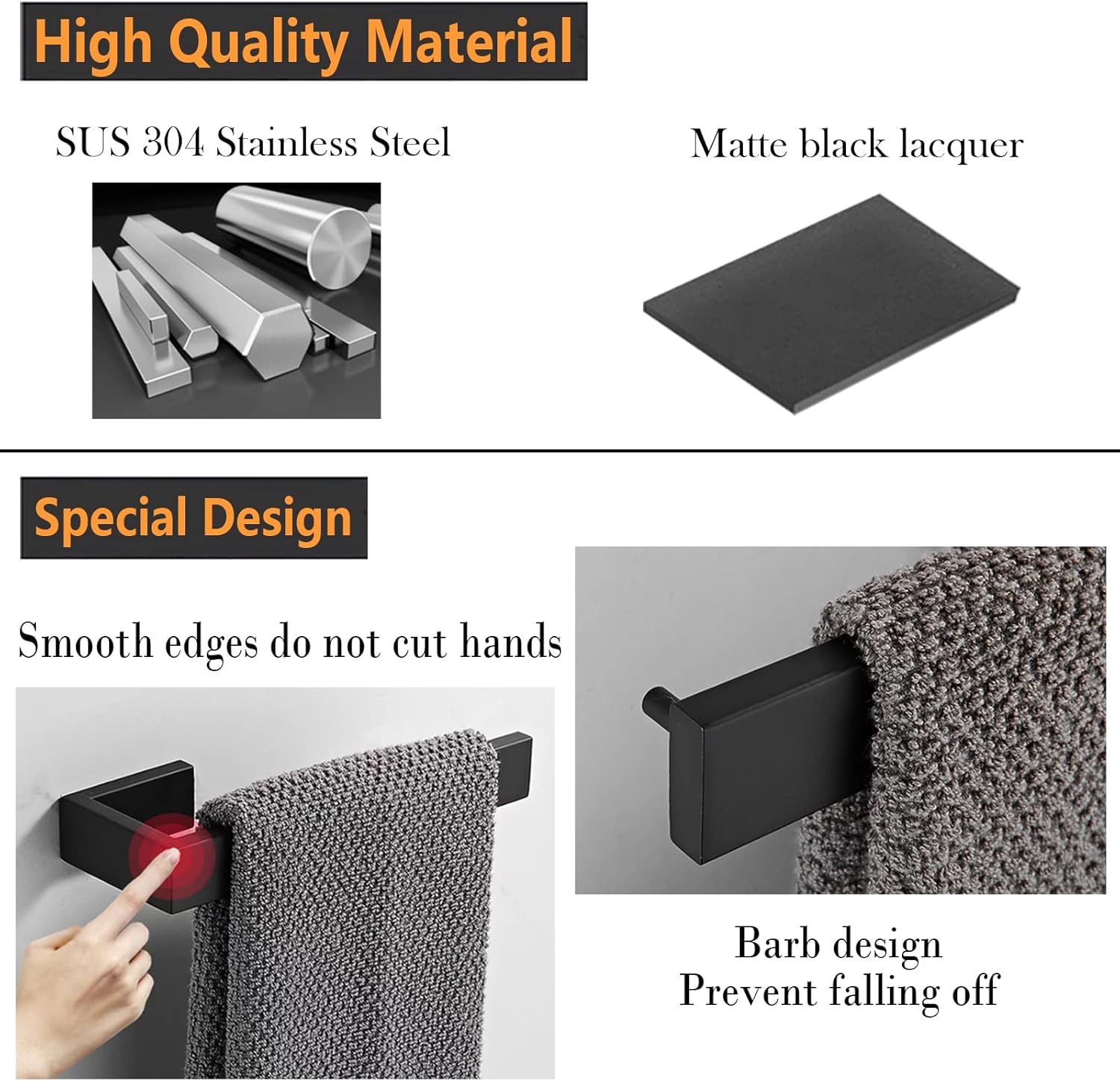 Double-Piece Stainless Steel Hand Towel Holder Modern Design