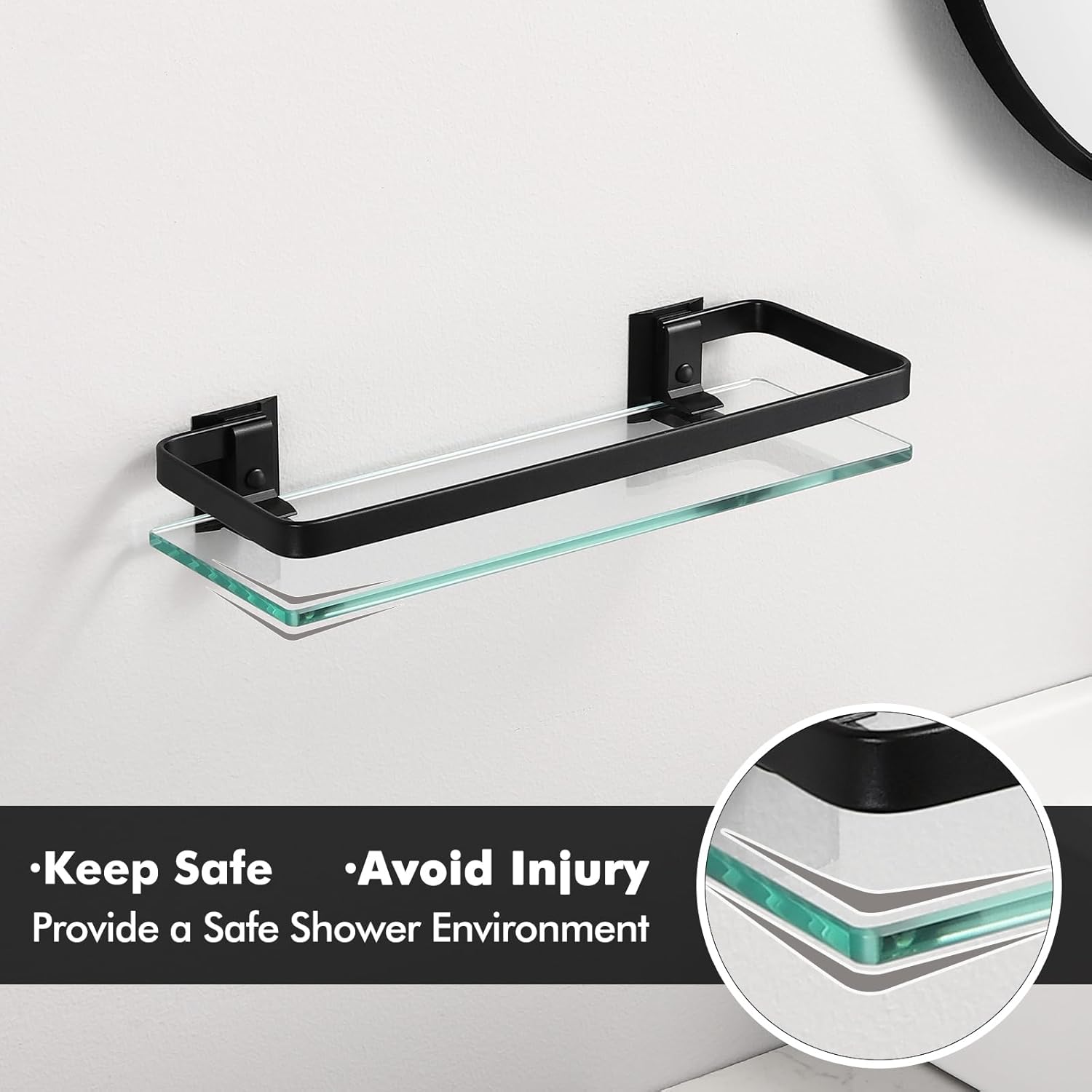KES Bathroom Wall Shelf Tempered Glass Extra Thick Rust-Resistant High-Strength Shelf