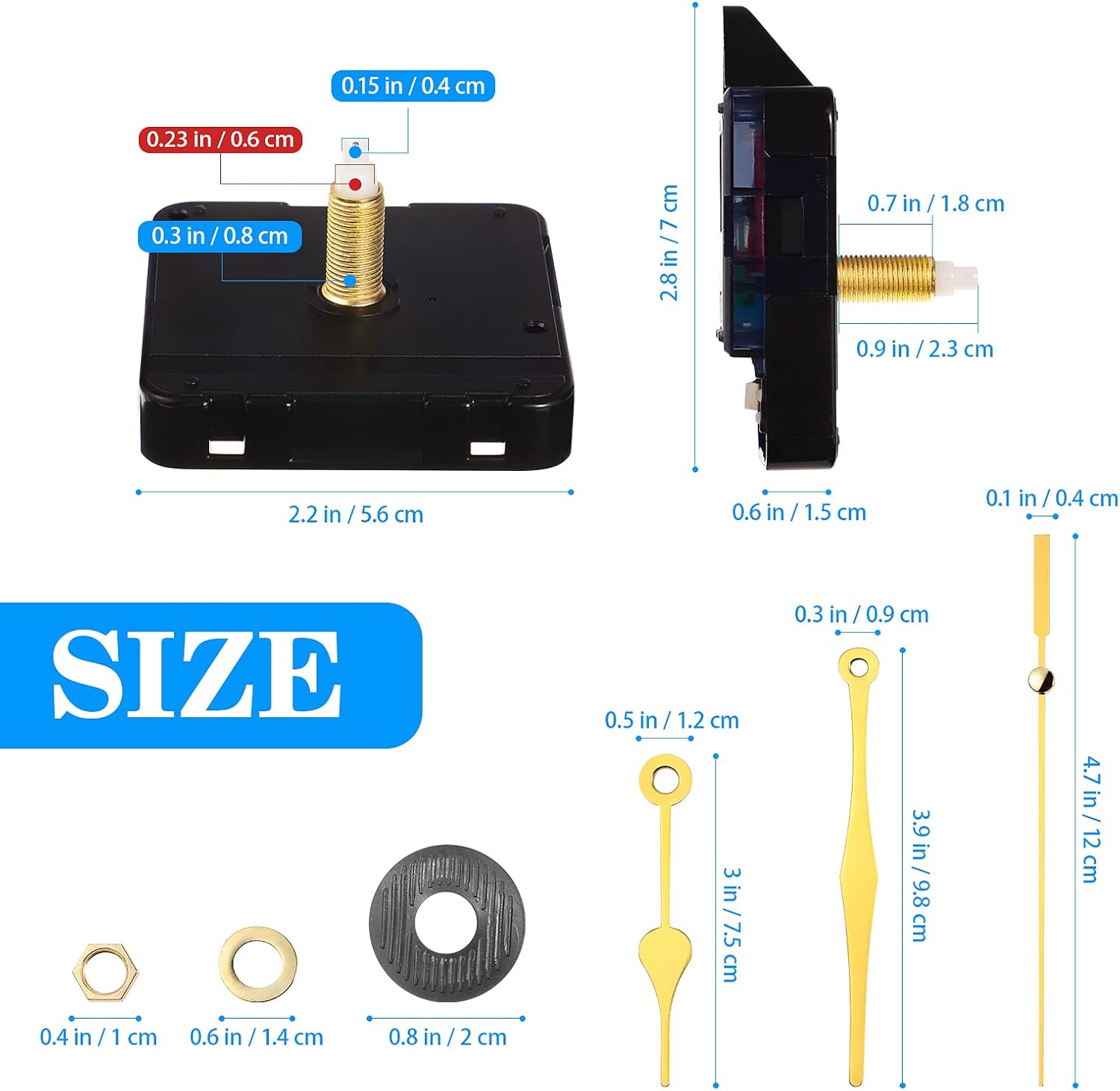 Long-Lasting Precision quartz clock movement with smooth operation