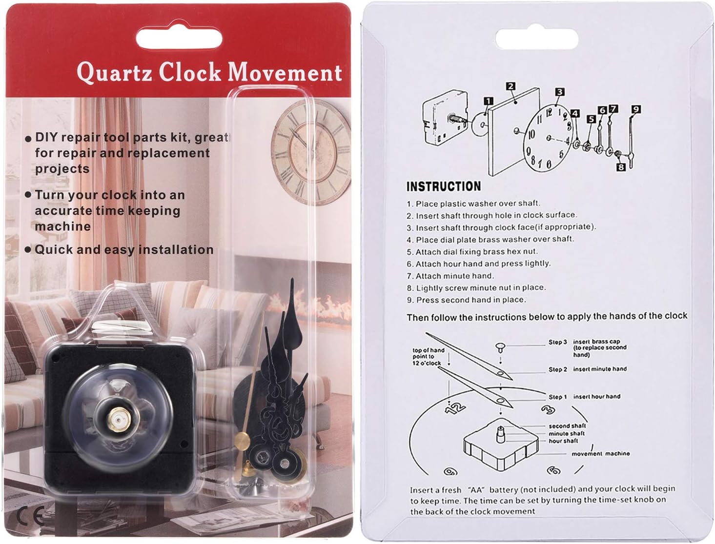 Battery Operated Clock Movement Repair Parts