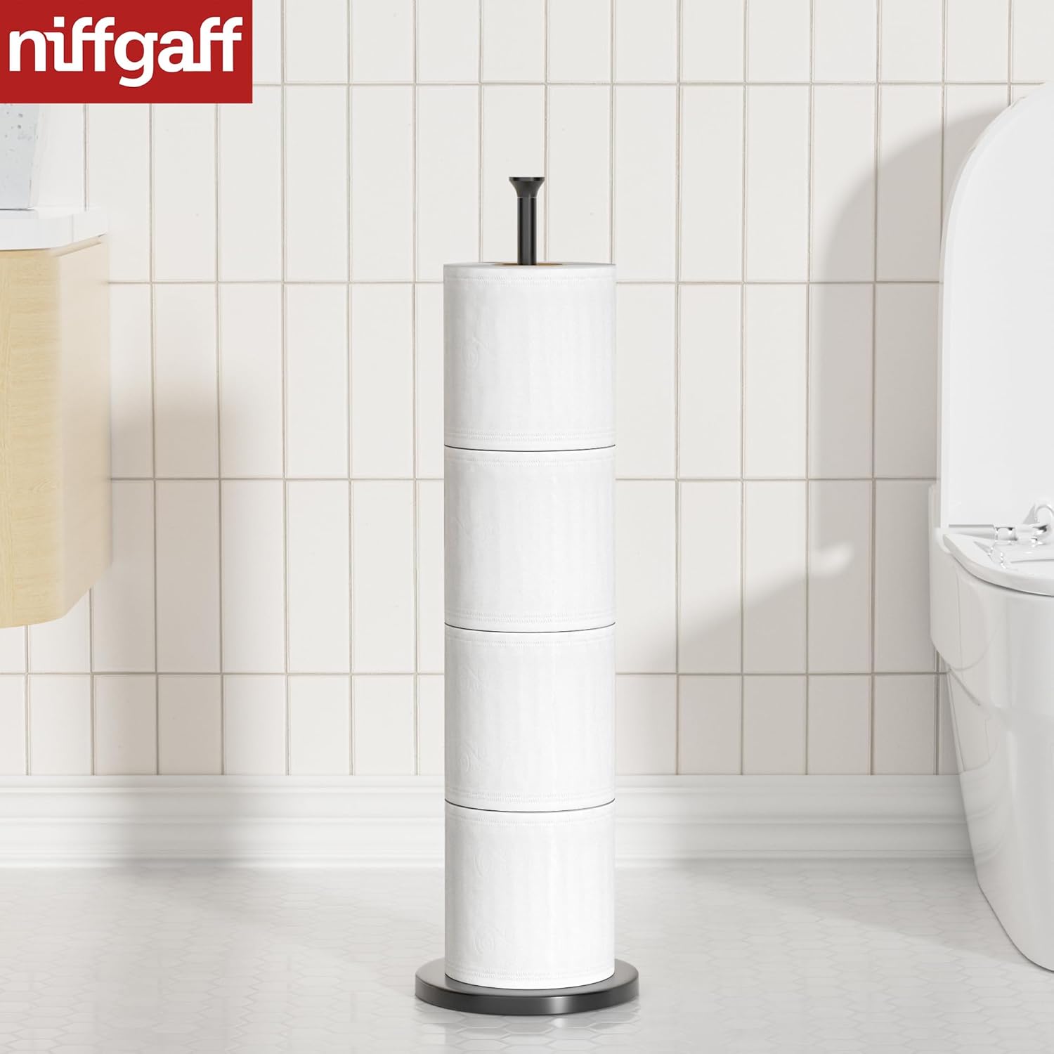 Modern Niffgaff Toilet Paper Holder Stand with Reserve Function