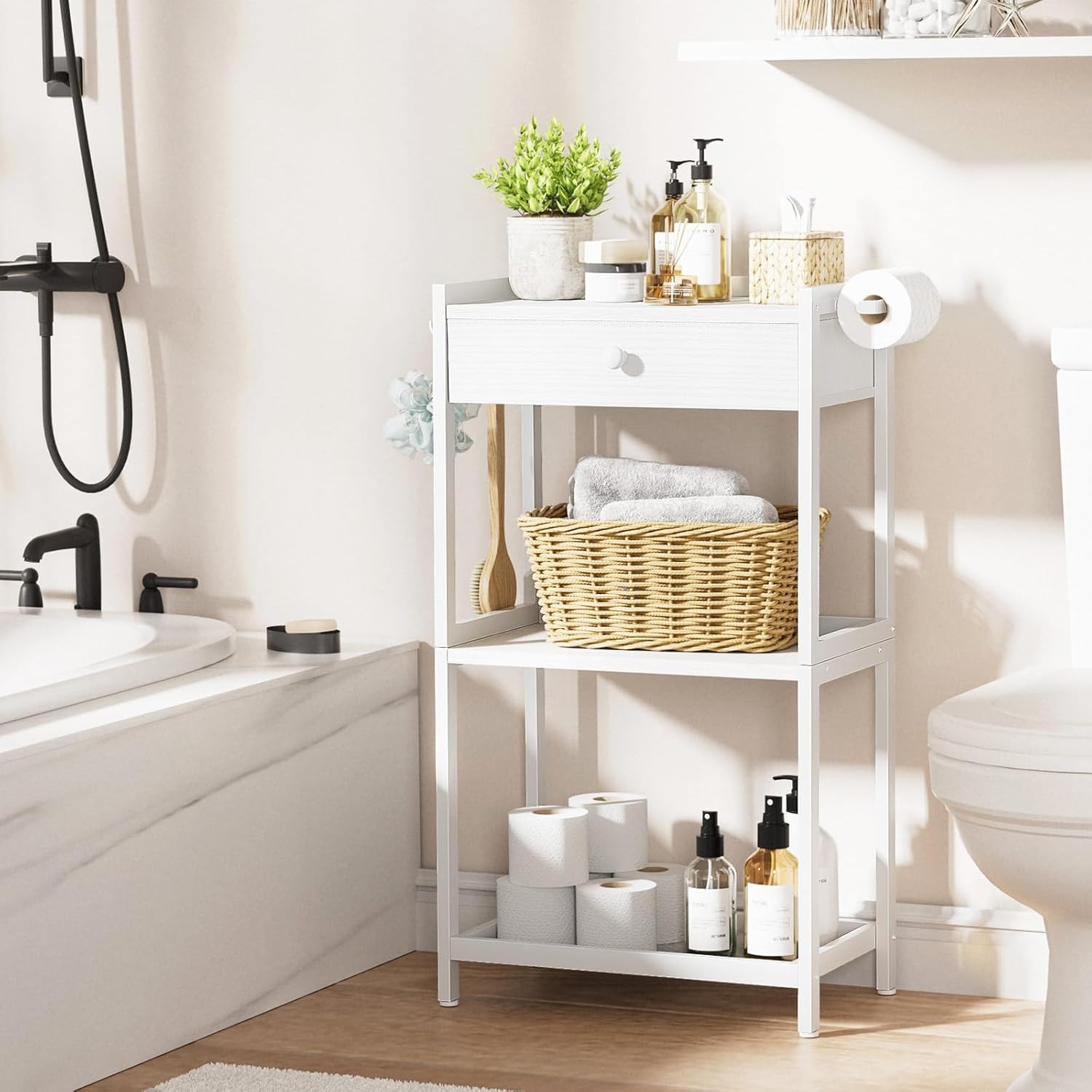 MEUIS Rustic Farmhouse Standing Organizer Durable Ladder Style for Towels Gaskets