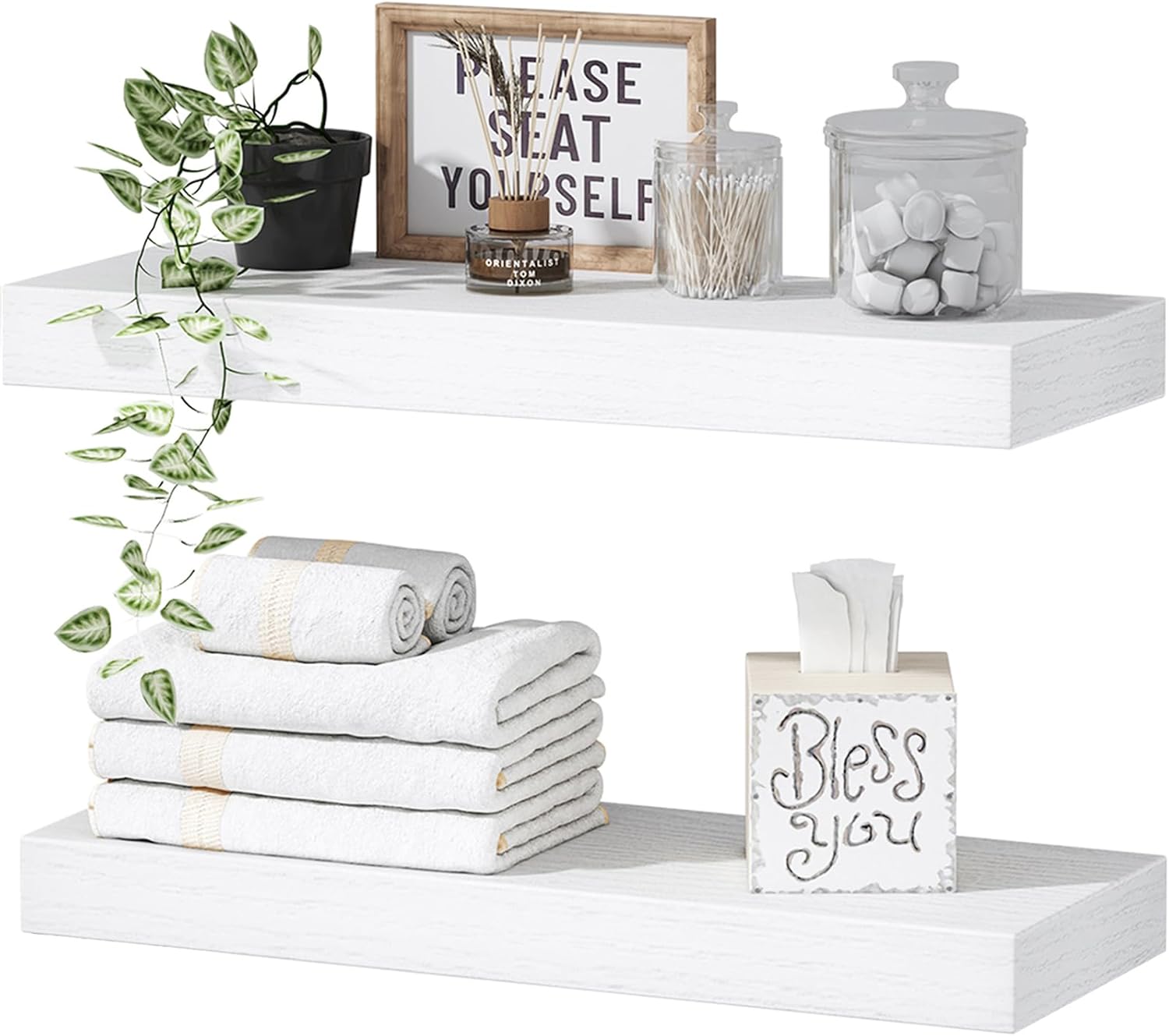 Space-Saving Floating Shelves for Washrooms