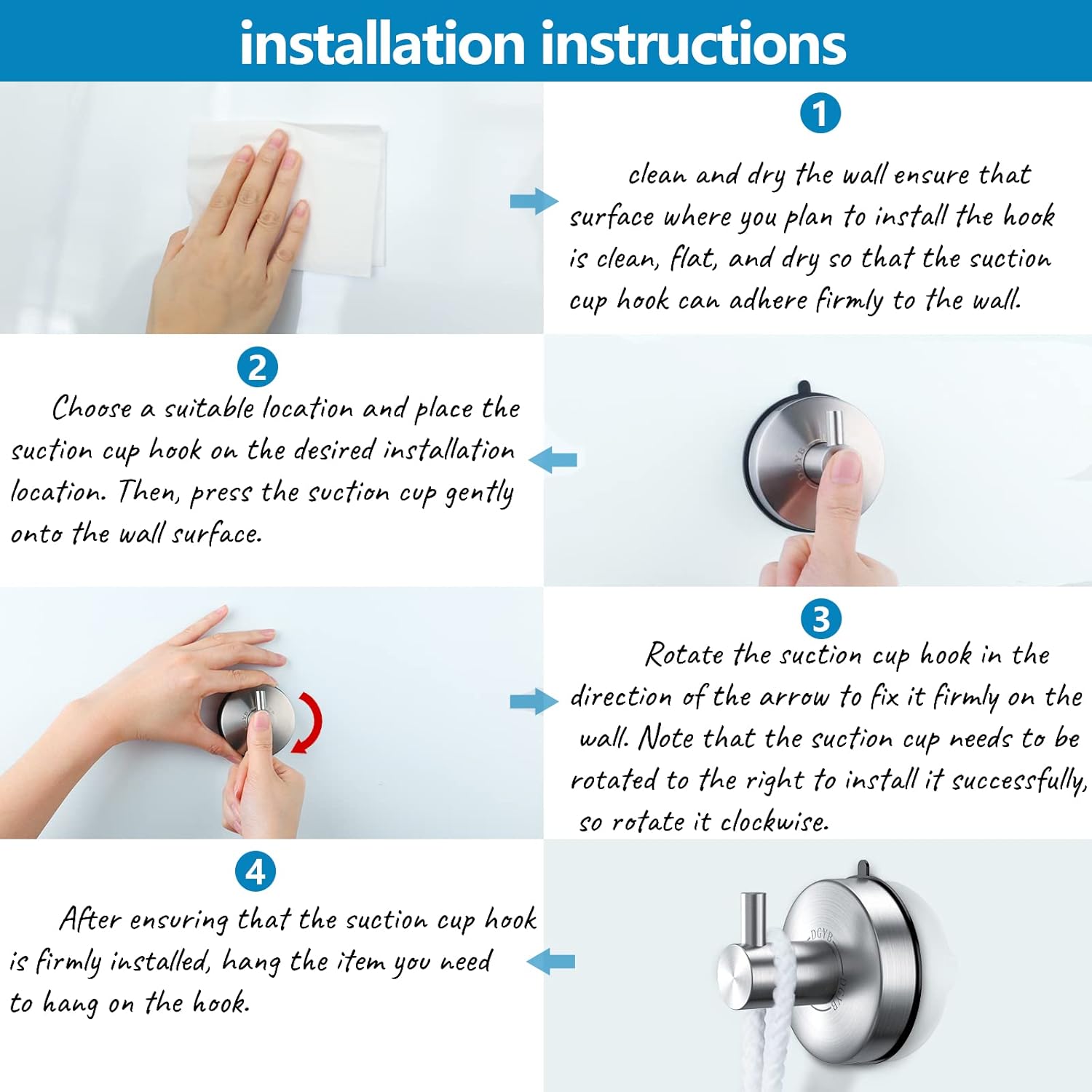 Modern Suction Cup Towel Hooks for Showing Stainless Steel Capacity 15 lbs