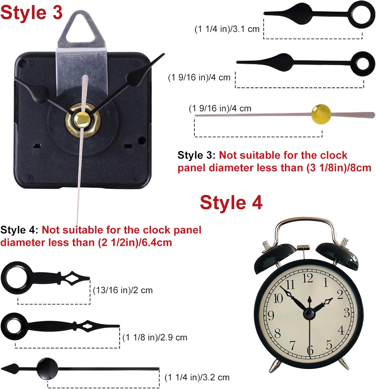 EMOOM 3-Piece Silent Clock Mechanism Kit