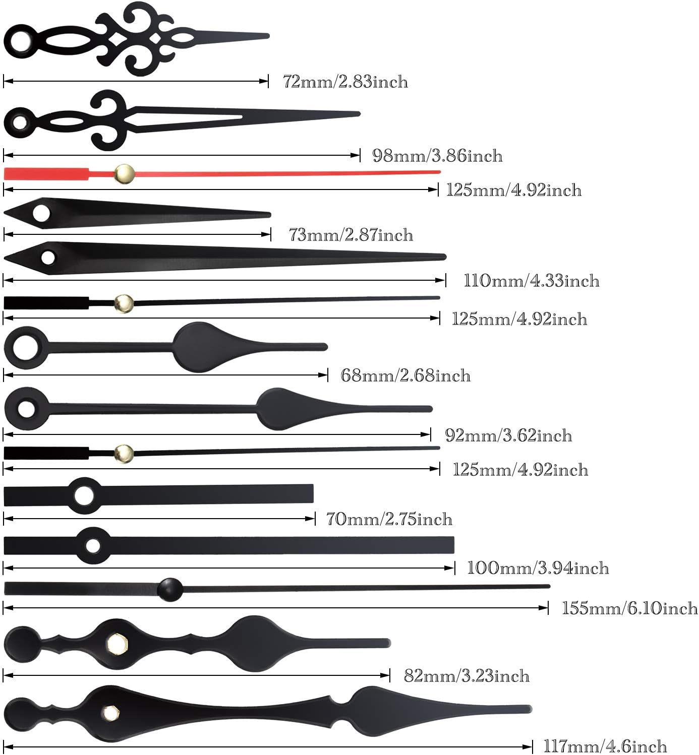 2-Piece Clock Repair Kit for Mechanisms and Hands