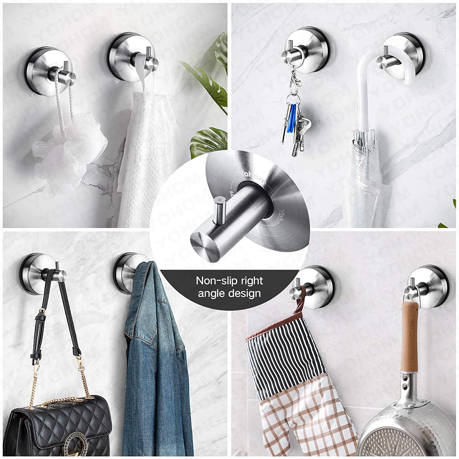 YOHOM Stainless Steel Vacuum Suction Cup Bathroom Shower Holder