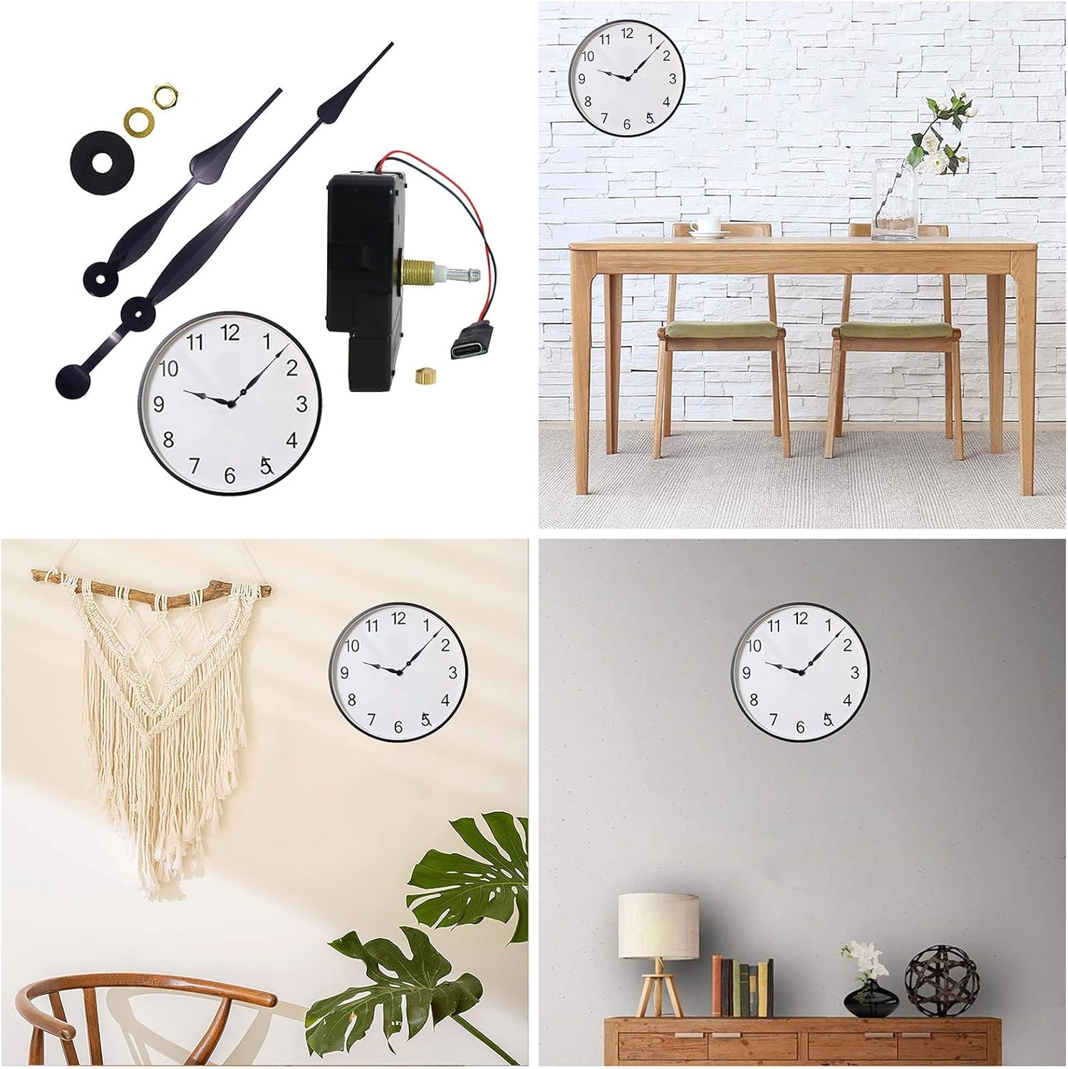 Wall Clock Repair Kit with Adjustable Cable and USB Charger