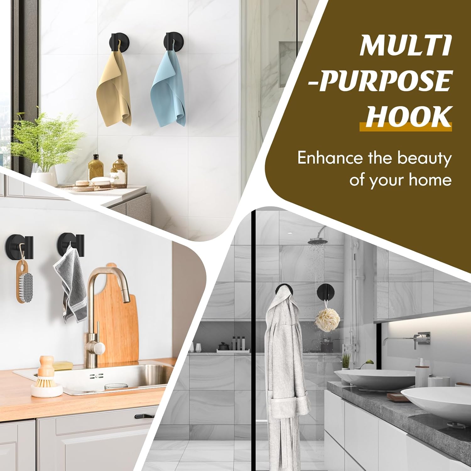 Two-Piece Suction Cup Hooks for Showers
