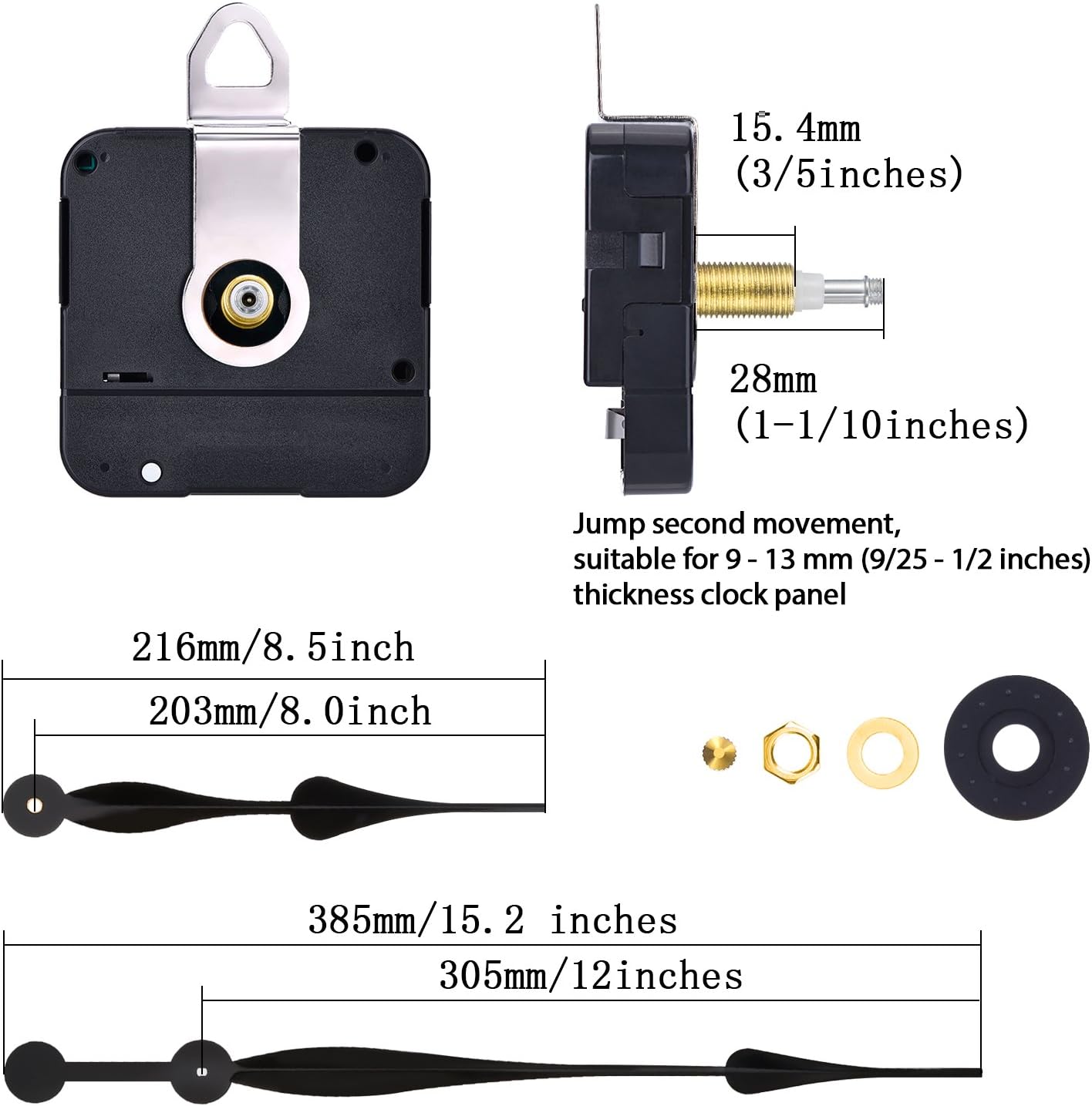 Hicarer High Torque Quartz Long Shaft Clock Mechanism Replacement for DIY